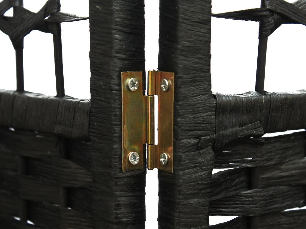 COONOOR 1.7M Rattan Room Divider Screen 5 Panels - BLACK - Image 6