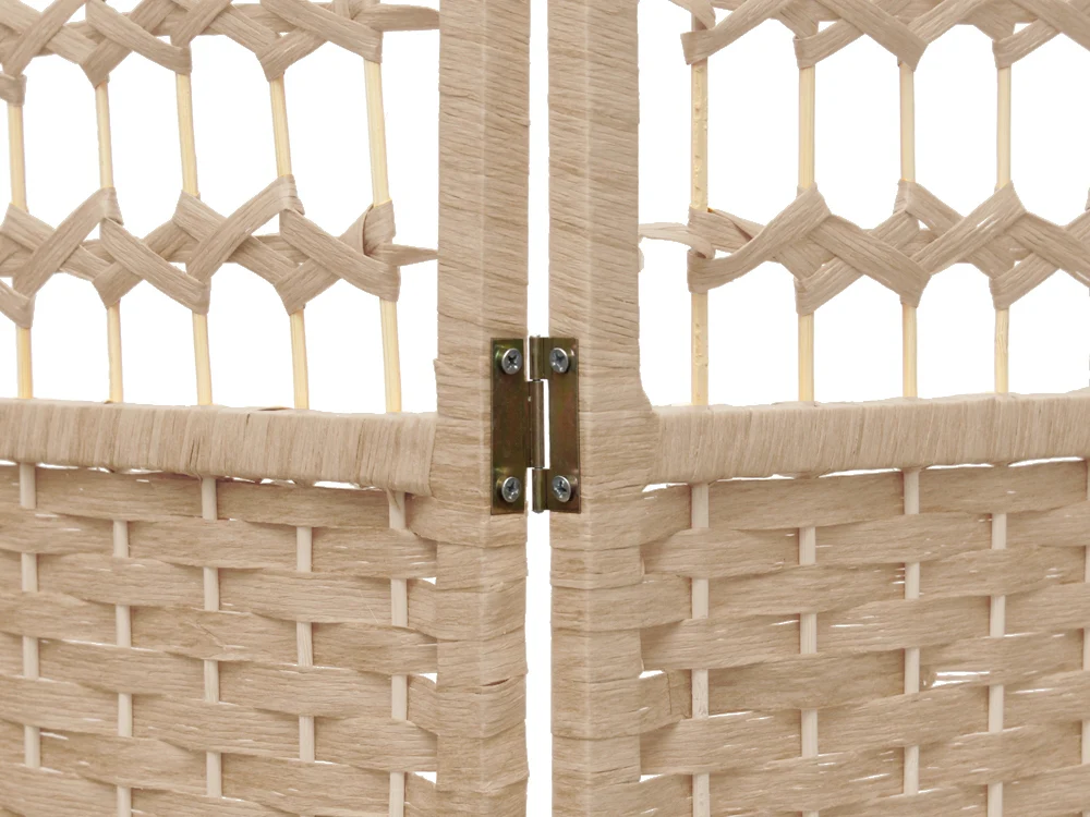 COONOOR 1.7M Rattan Room Divider Screen 6 Panels - NATURAL - Image 4