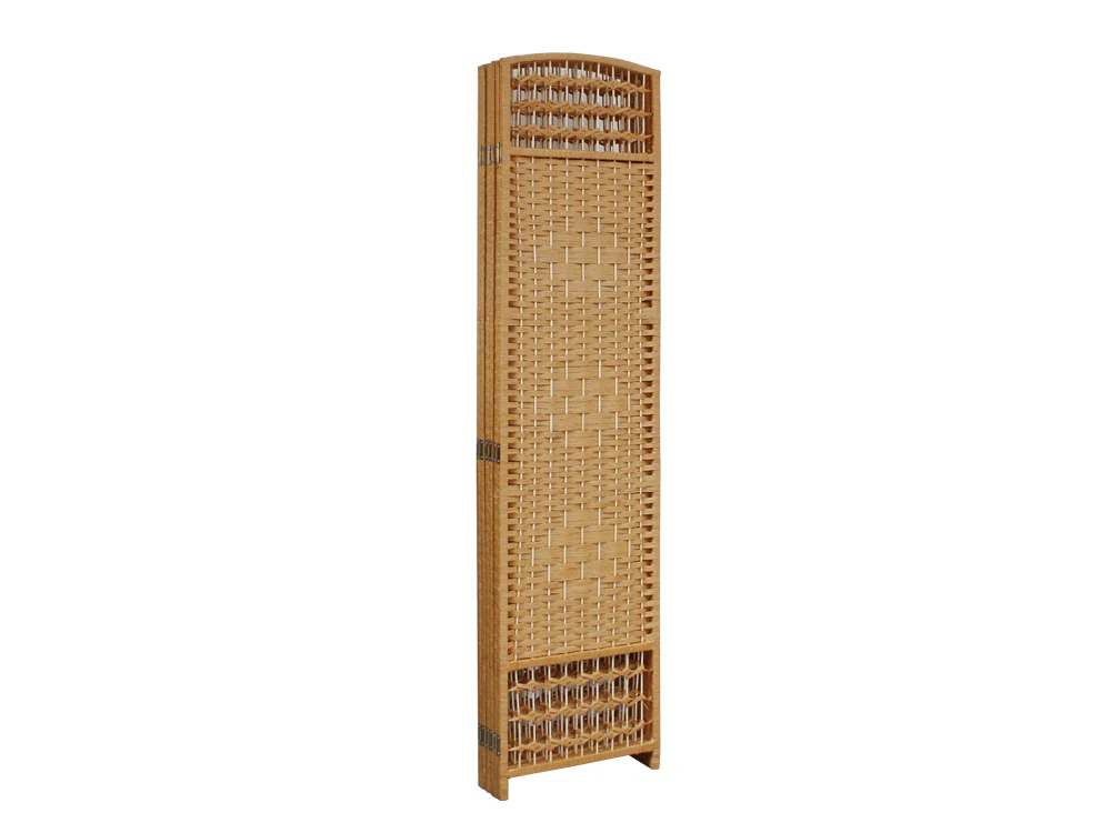 COONOOR 1.7M Rattan Room Divider Screen 6 Panels - OAK - Image 3