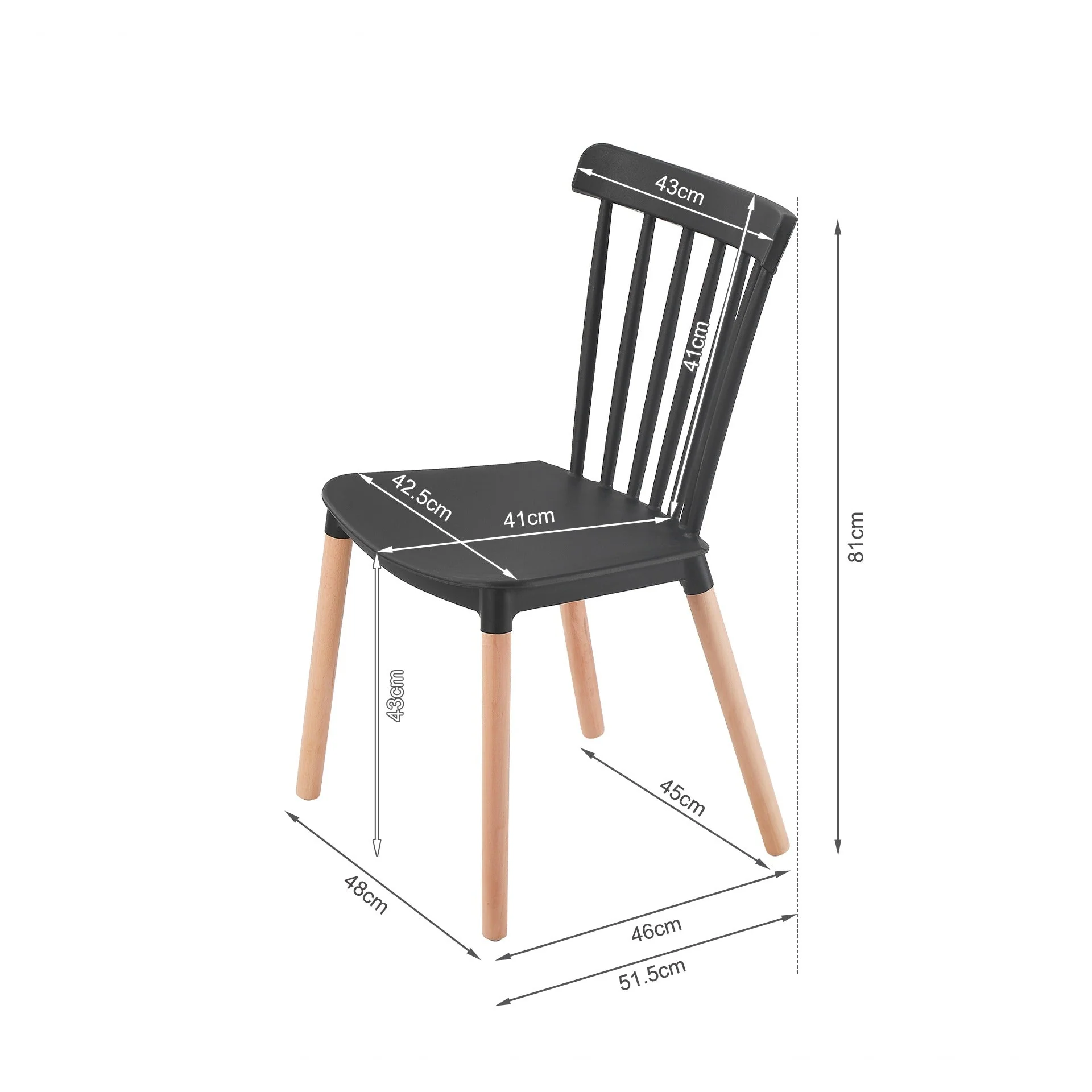 Cooper Dining Chair - Set of 4 - Black + Oak - Image 14