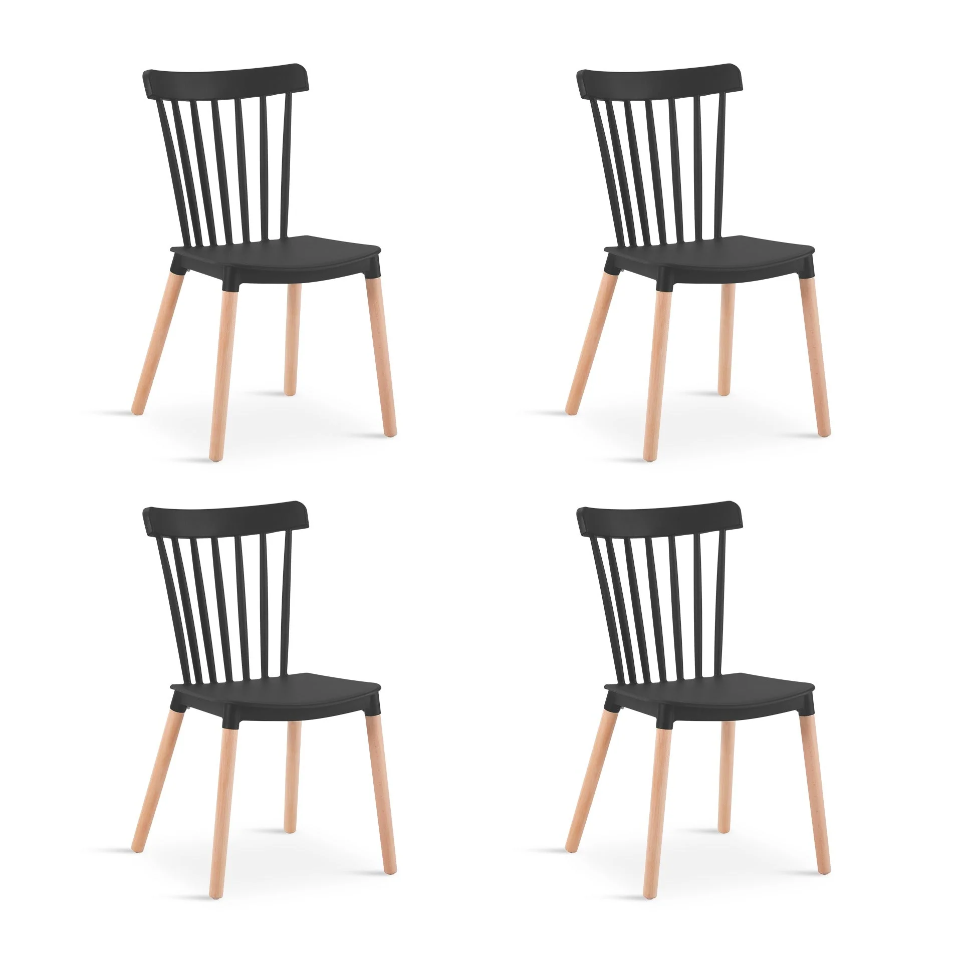 Cooper Dining Chair - Set of 4 - Black + Oak - Image 9