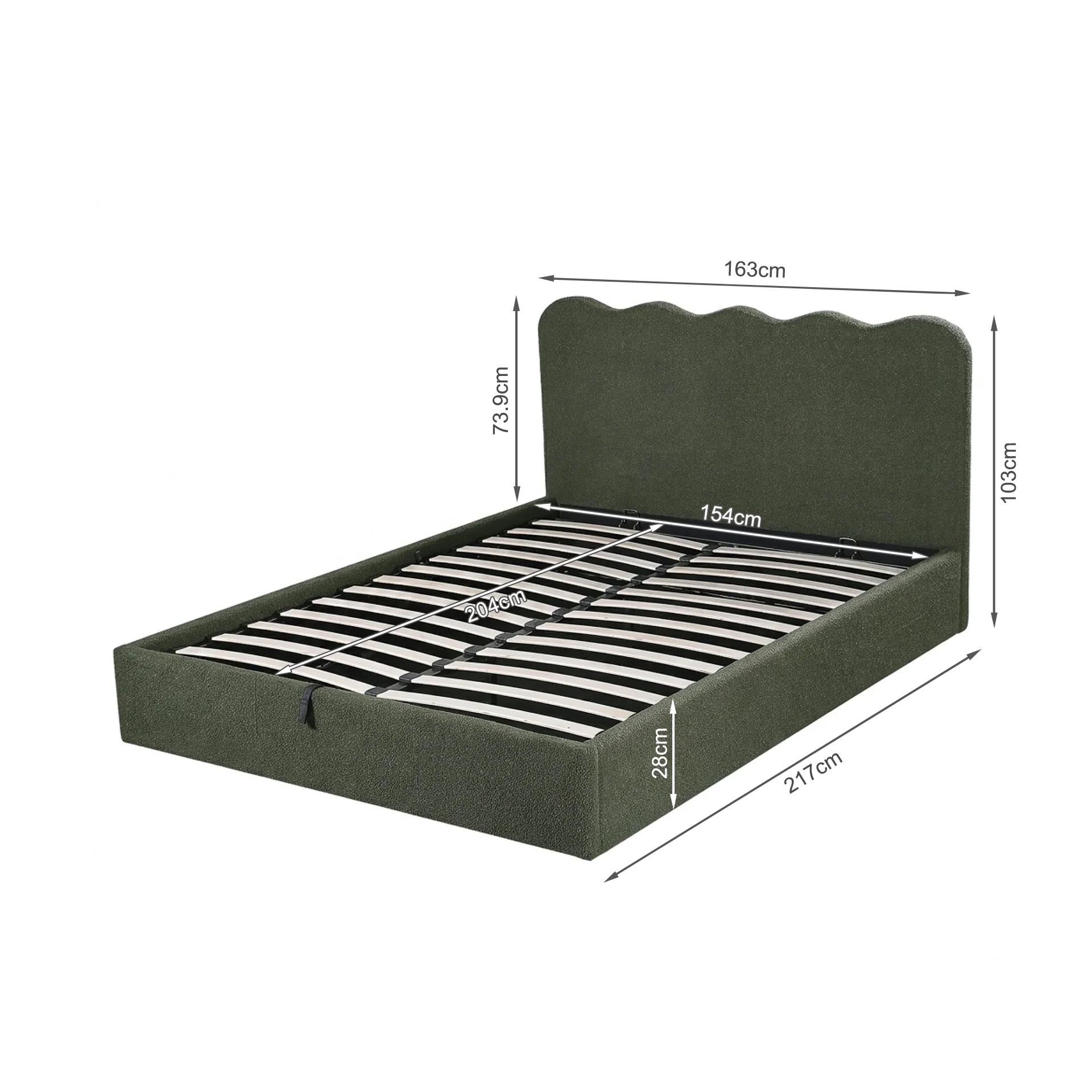 Cove Queen Gas Lift Bed Frame - Dark Green - Image 13