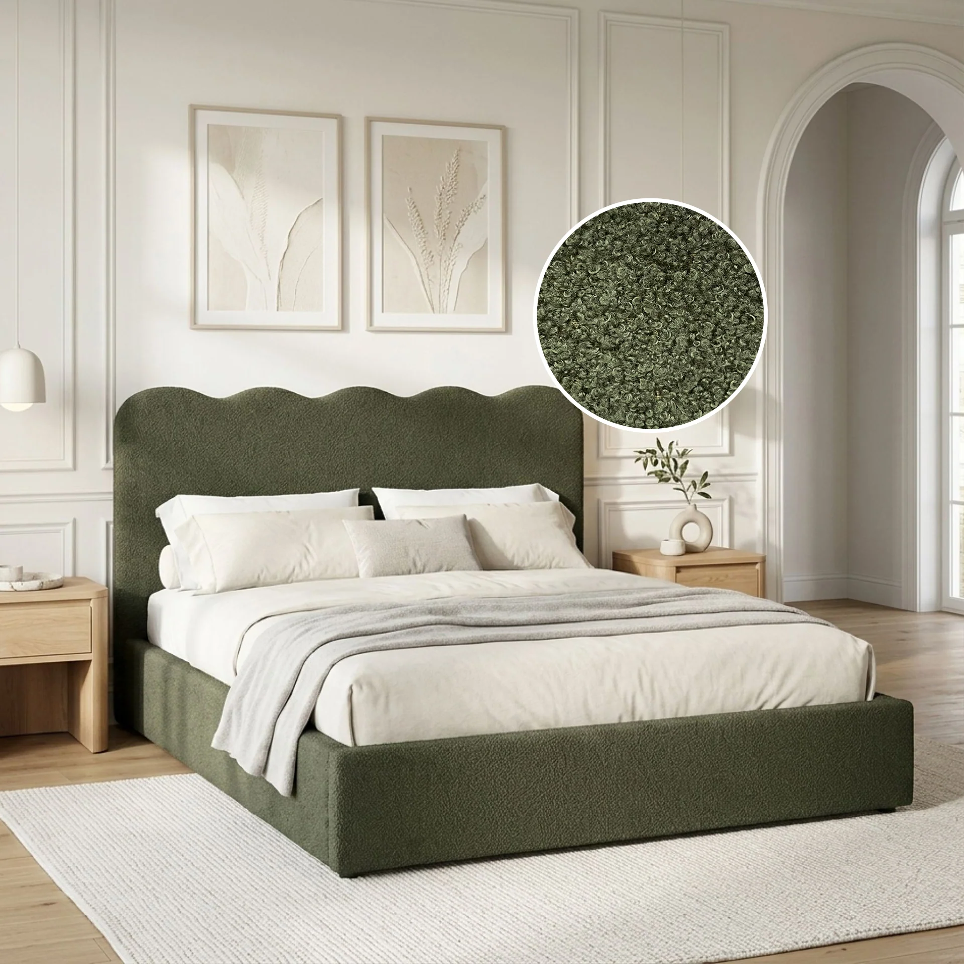 Cove Queen Gas Lift Bed Frame - Dark Green - Image 2