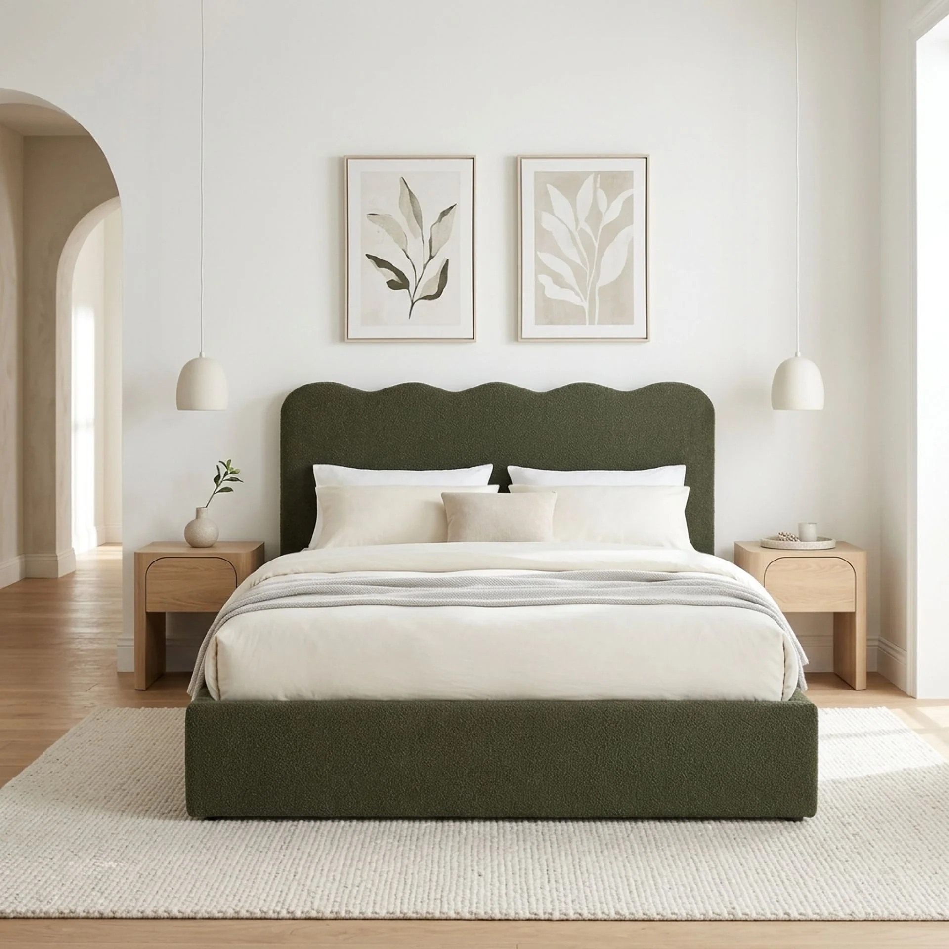Cove Queen Gas Lift Bed Frame - Dark Green - Image 3
