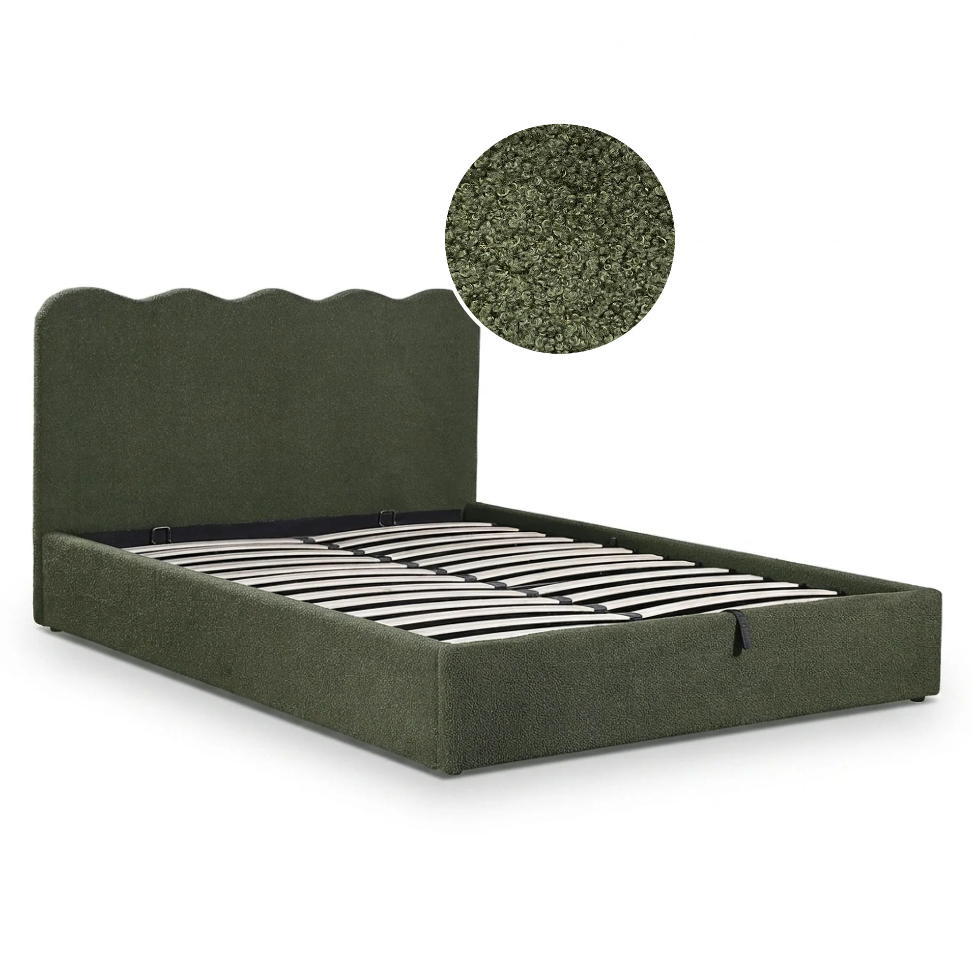 Cove Queen Gas Lift Bed Frame - Dark Green - Image 7