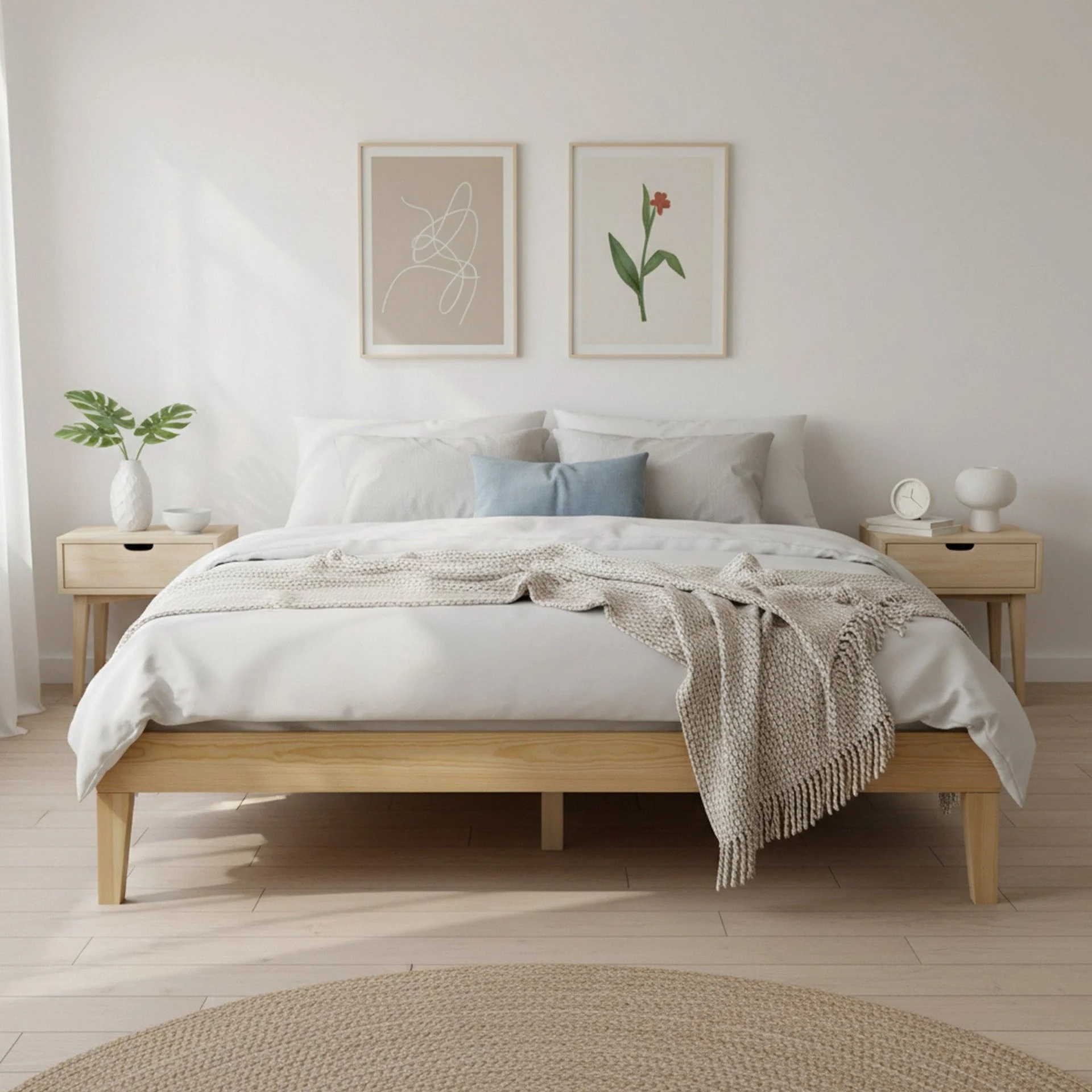 Creise Queen Wooden Bed Frame - Light Oak - Image 2