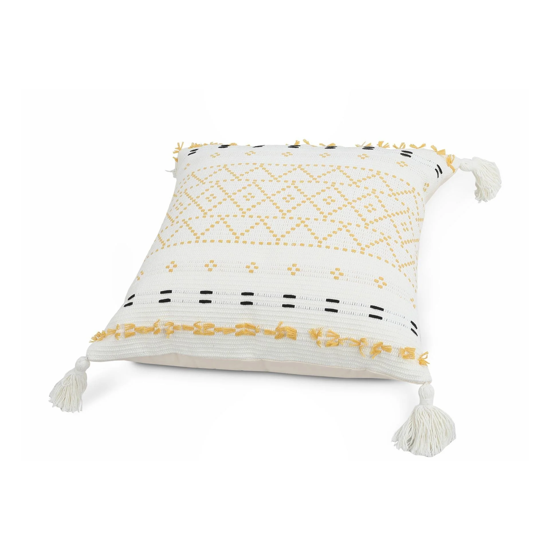 Crochet Designer Cushion Yellow 45x45cm - Image 3