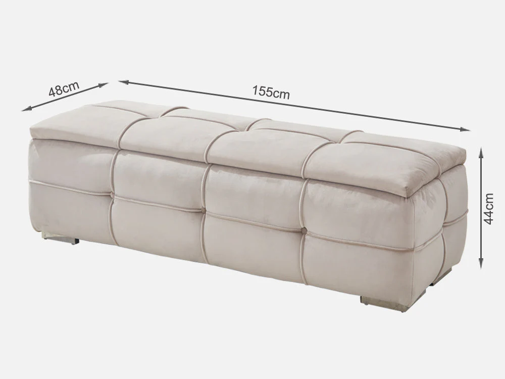 CUKOOS Velvet Ottoman with Storage - CHAMPAGNE - Image 14