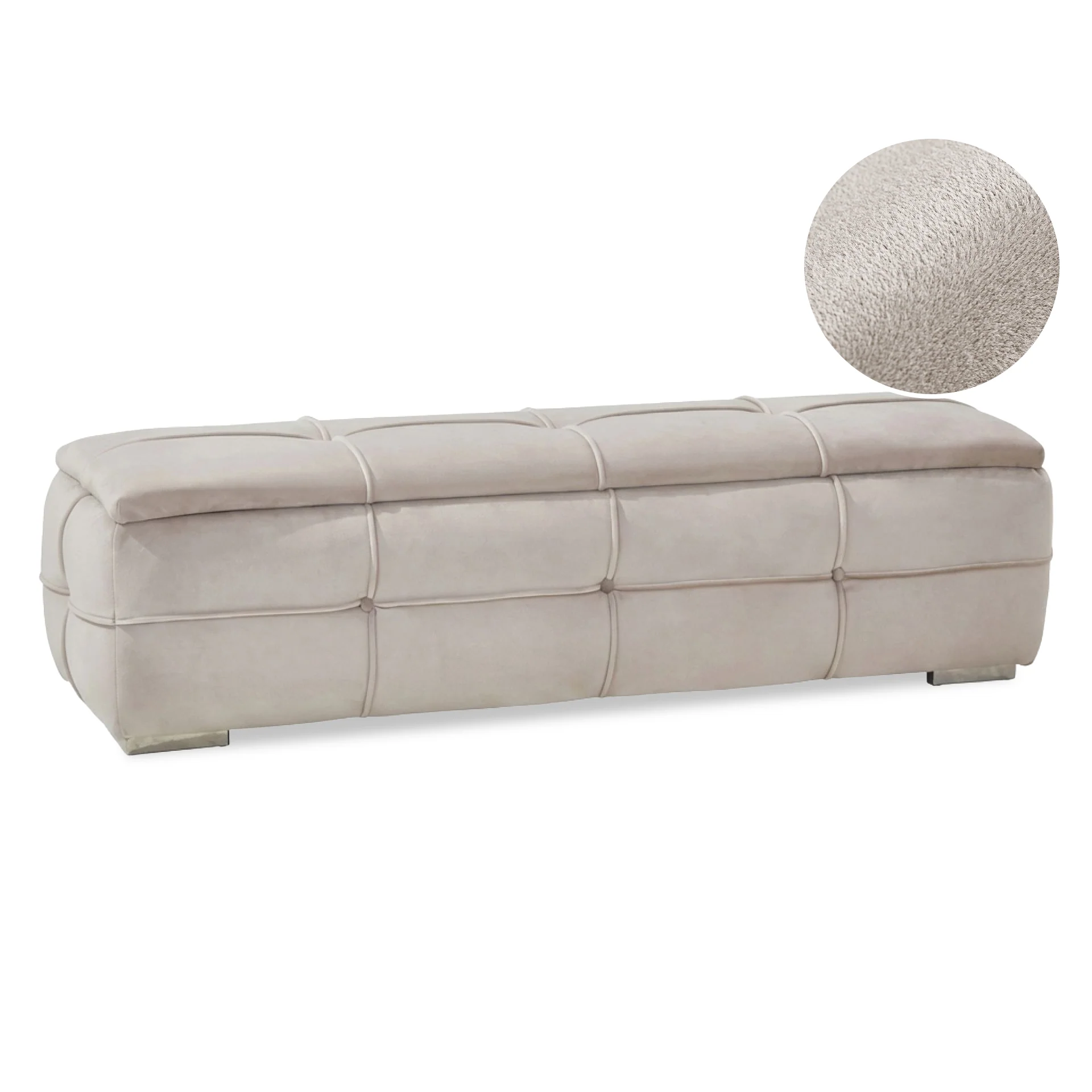 CUKOOS Velvet Ottoman with Storage - CHAMPAGNE - Image 7