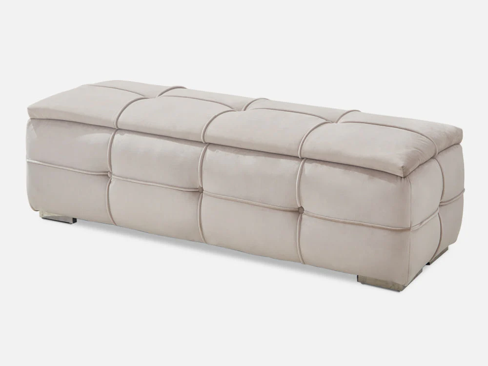 CUKOOS Velvet Ottoman with Storage - CHAMPAGNE - Image 9