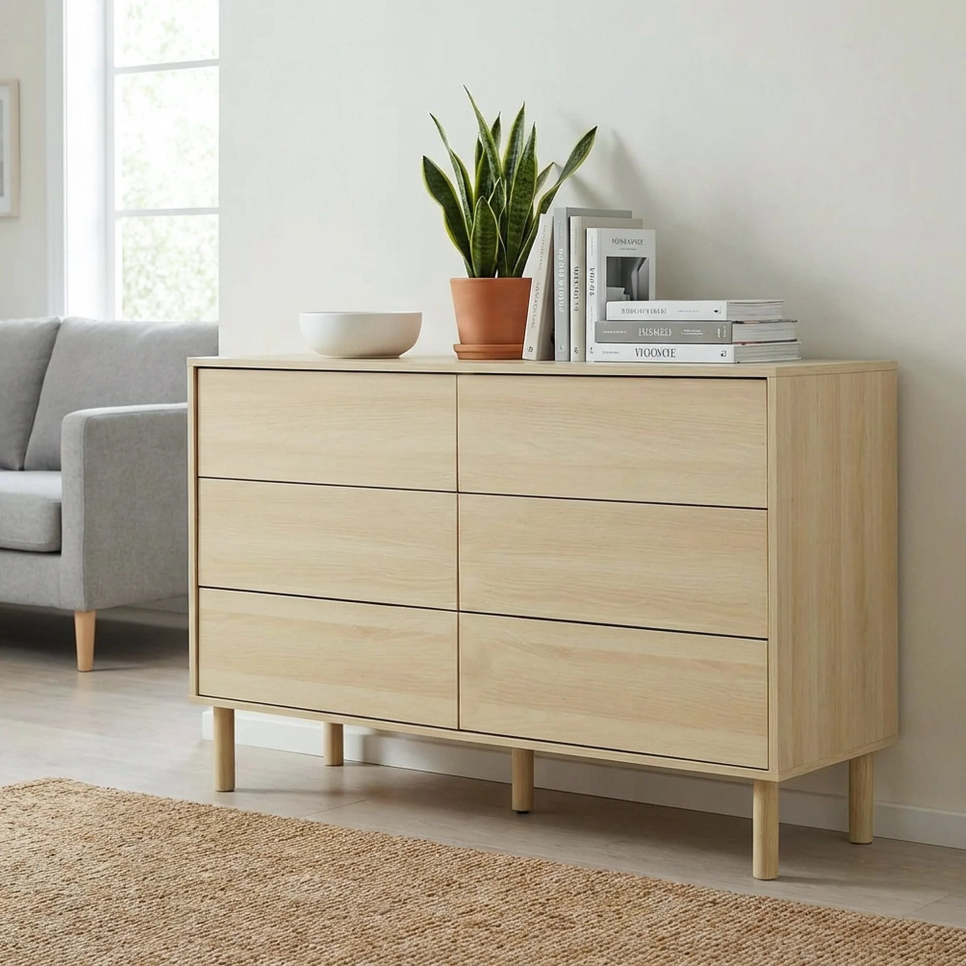 Custer 6 Drawers Lowboy - Oak - Image 4