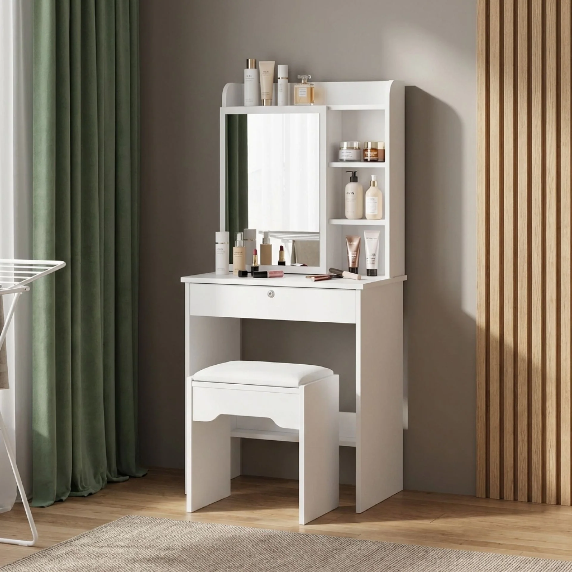 Cyclamen Dressing Table with Drawers Set 2pcs - White - Image 5
