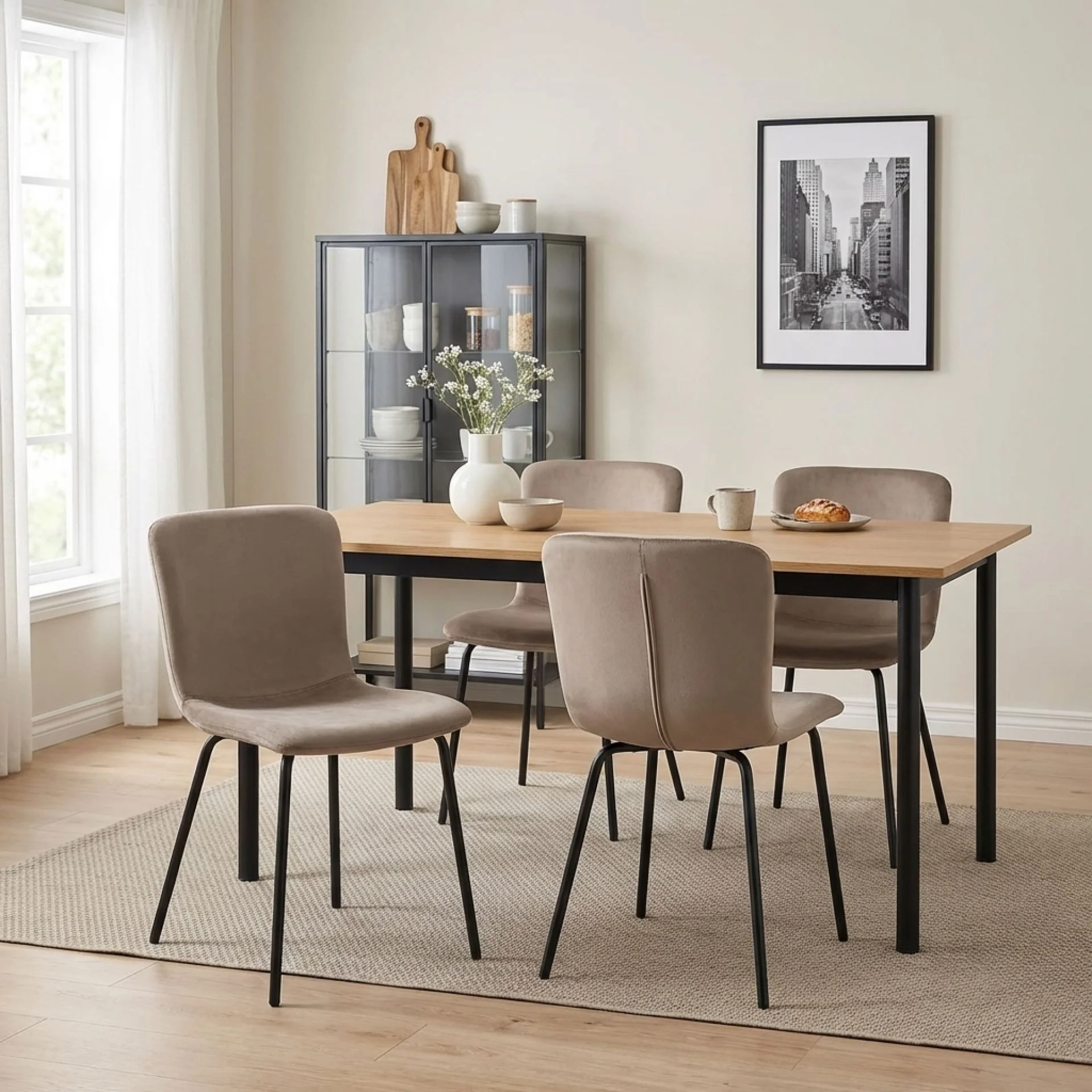 Darius Velvet Dining Chairs - Set of 4 - Taupe - Image 3