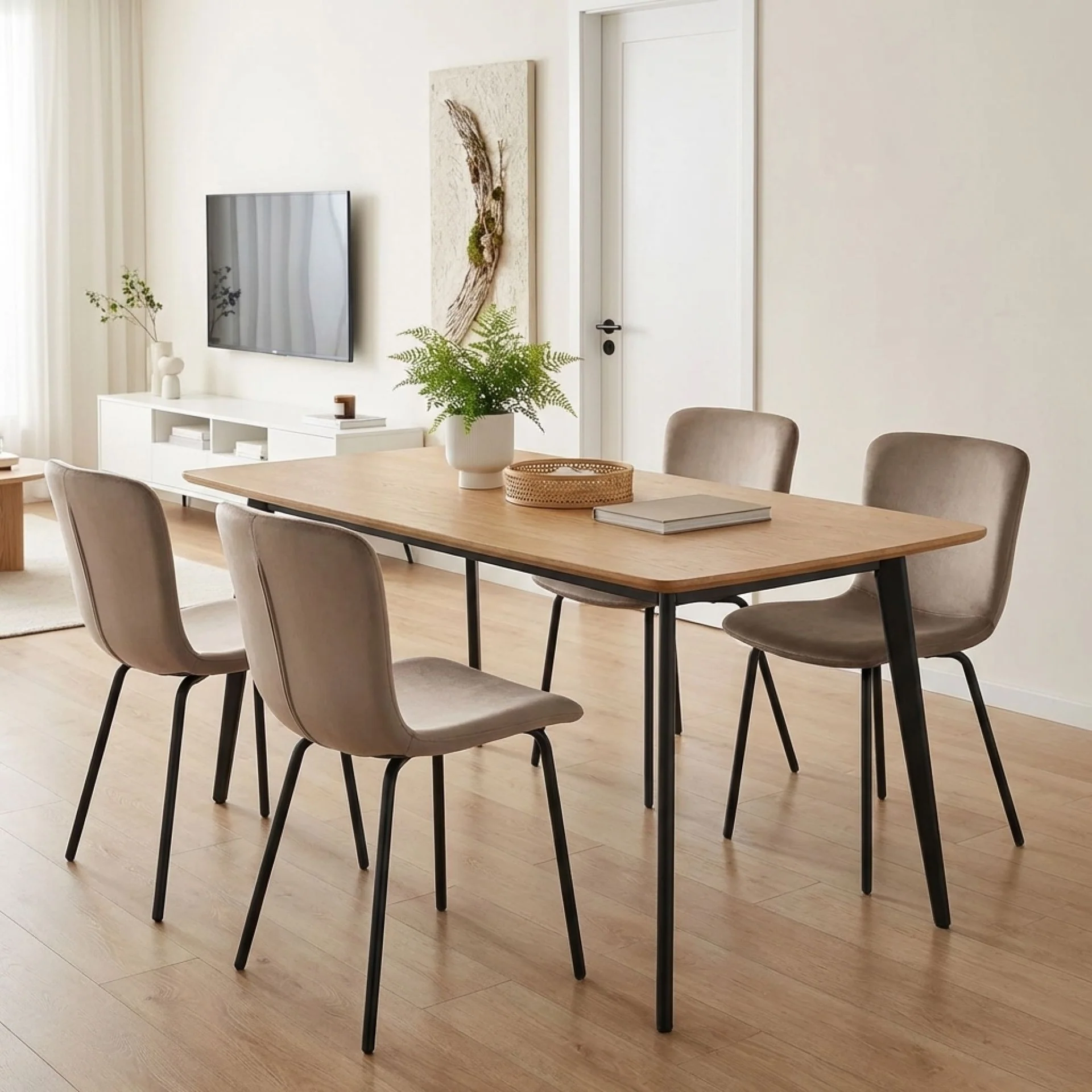 Darius Velvet Dining Chairs - Set of 4 - Taupe - Image 4