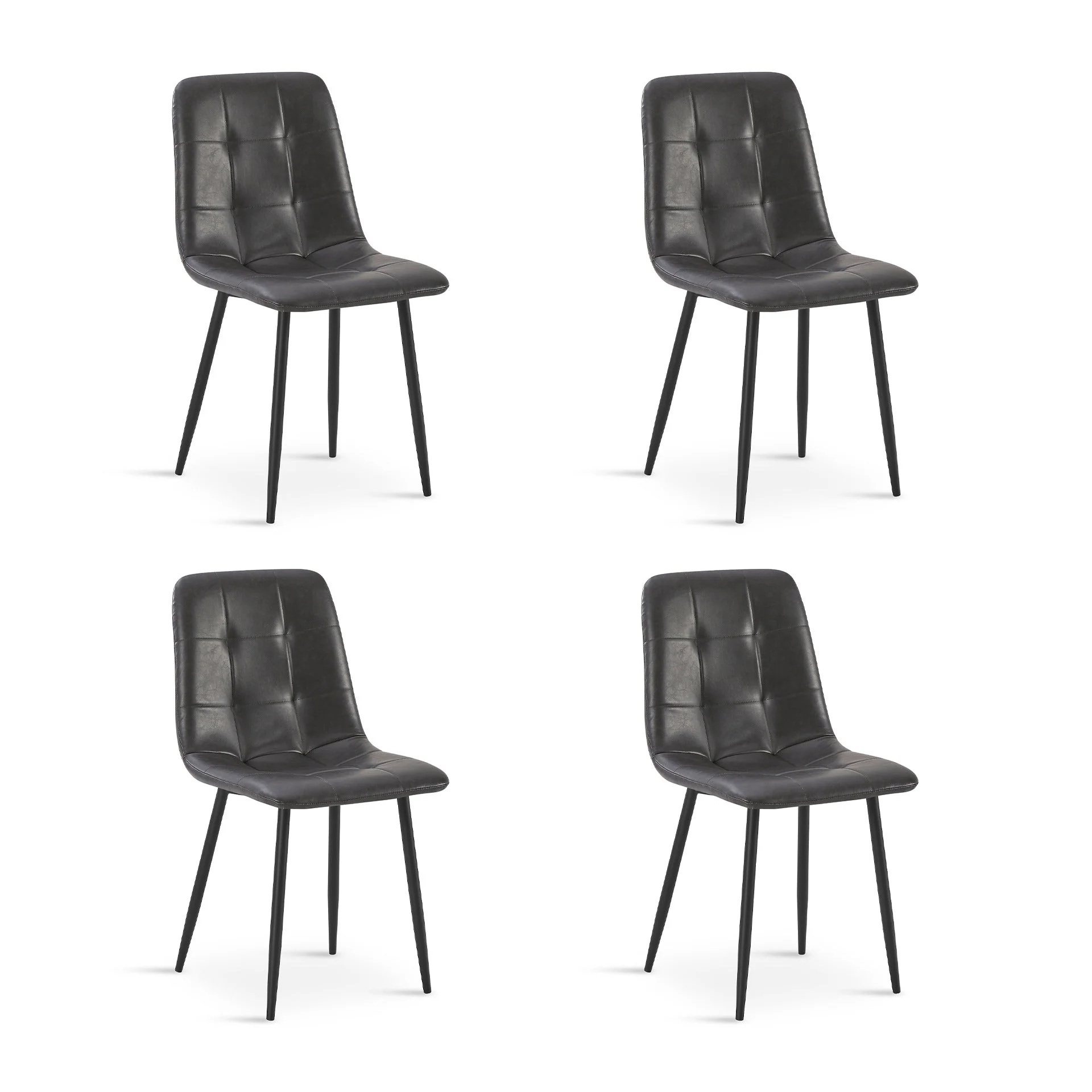 David PU Leather Dining Chair - Set of 4 - Grey - Image 6