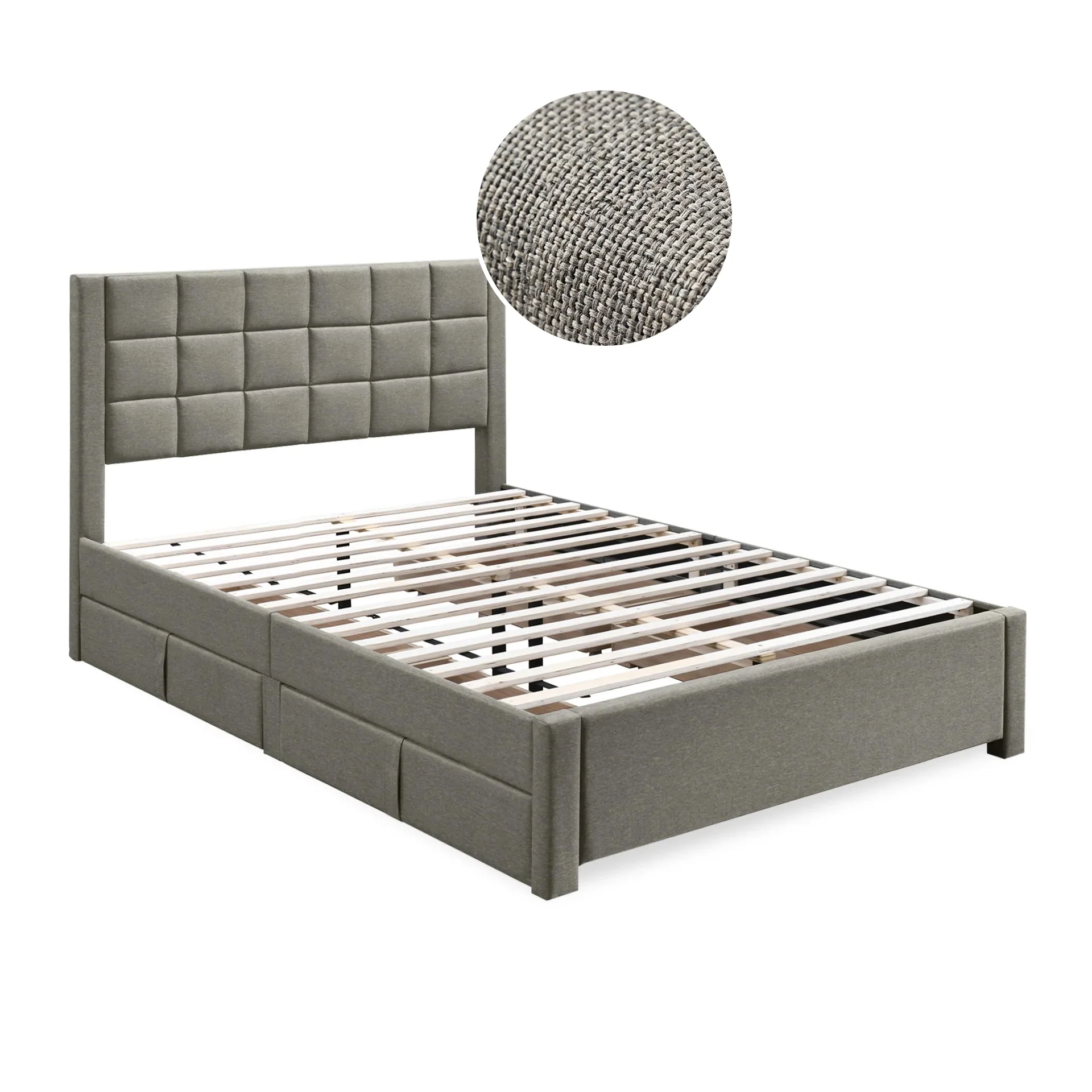 Denali Double Bed Frame with 4 Drawers - Light Grey - Image 9