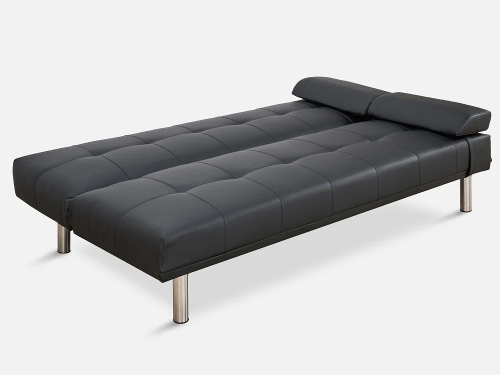 DENVER 3-Seater PU Sofa Bed - BLACK - Image 8