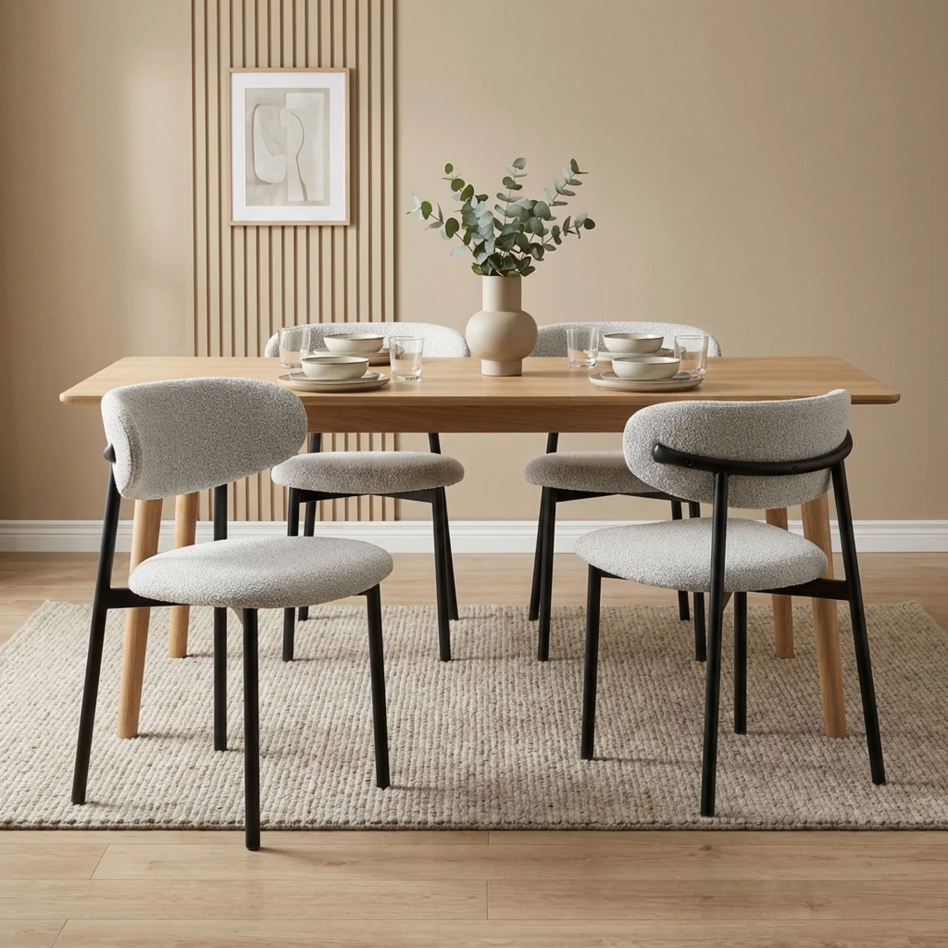 Merrit Fabric Dining Chair - Set of 4 - Light Grey - Image 2