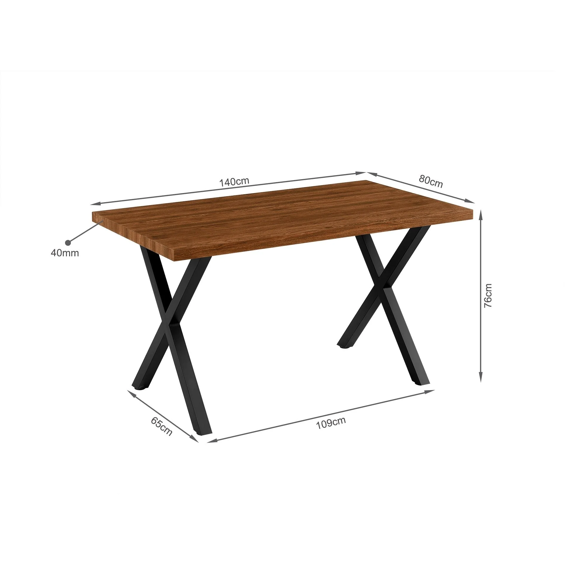 Elysia Rectangle Dining Table 140 x 80cm - Walnut - Image 8