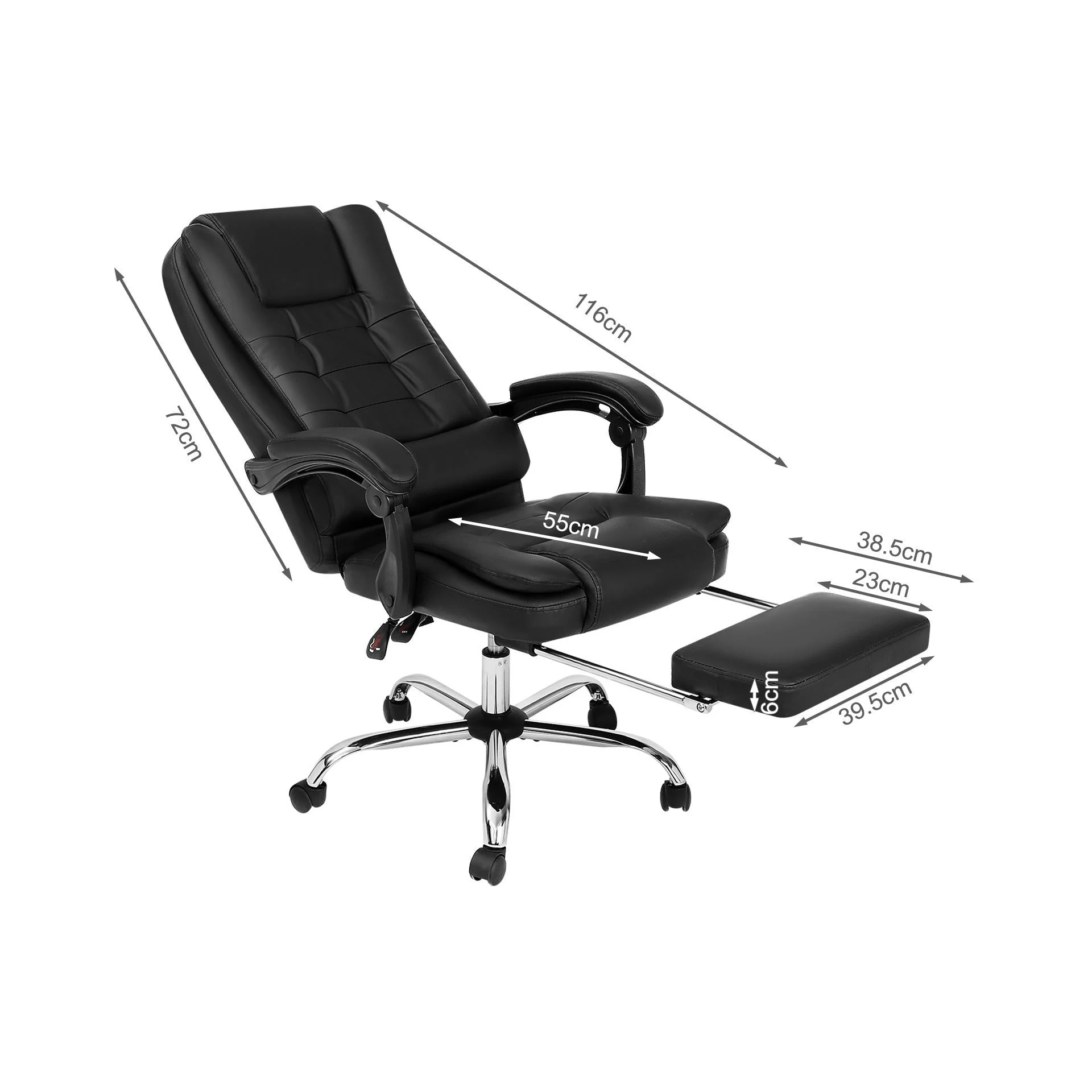 Dois Office Chair with Footrest - Black - Image 10