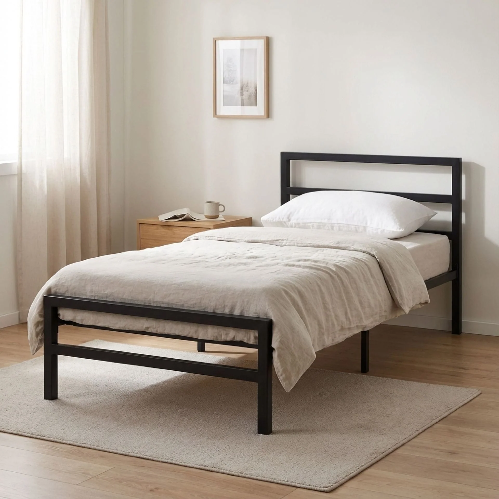 Dowe Single Metal Bed Frame - Black - Image 2