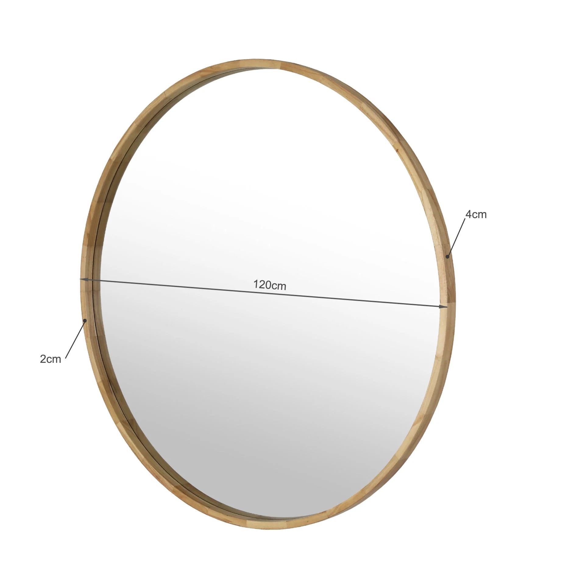 Echo Round Wooden Framed Wall Mirror 120cm - Light Wood - Image 13