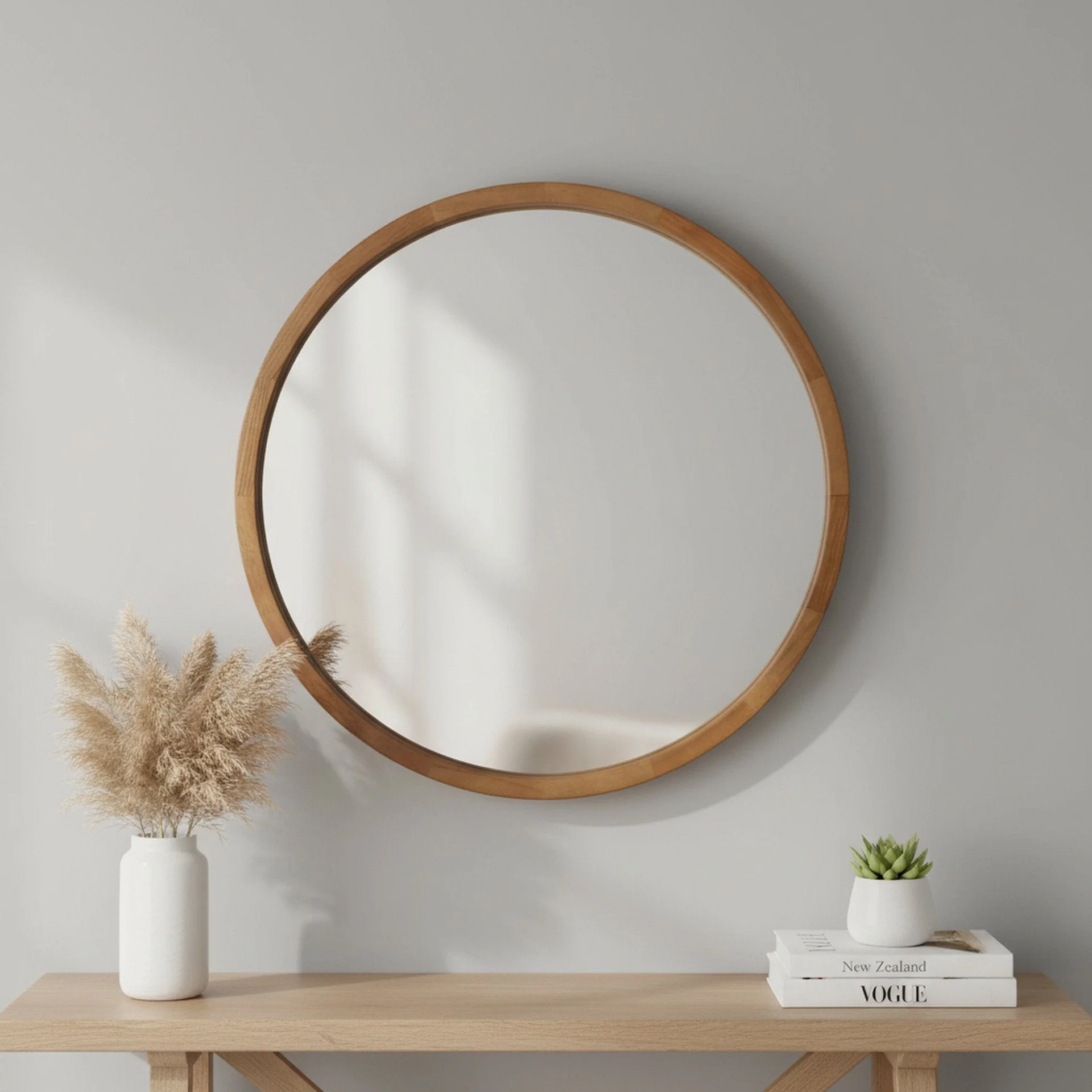 Echo Round Wooden Framed Wall Mirror 60cm - Dark Wood - Image 3