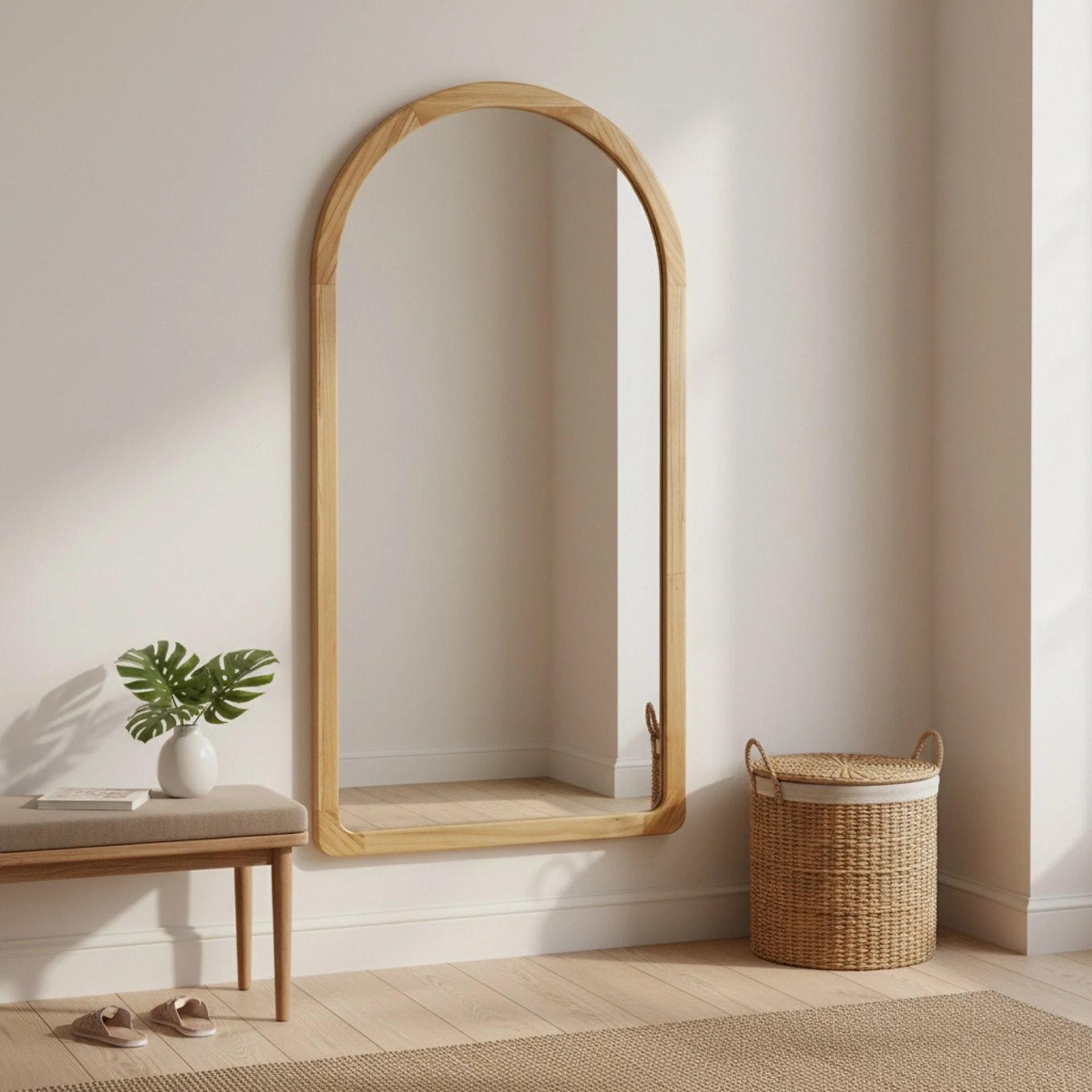 Eden Arched Full Length Mirror 190cm - Light Wood - Image 2