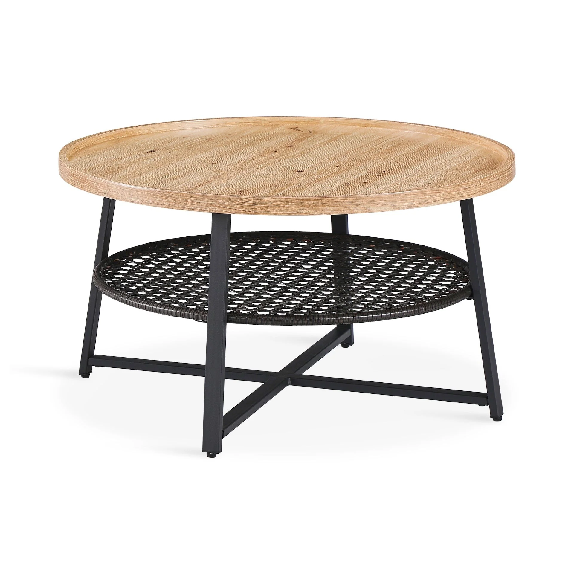 Edgar Coffee Table 80cm - Oak + Black - Image 5