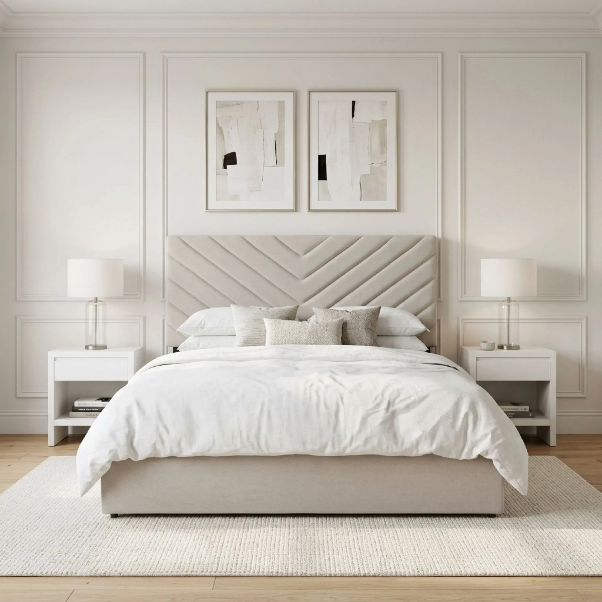 Elara Double Bed Frame with 4 Drawers - Beige - Image 6