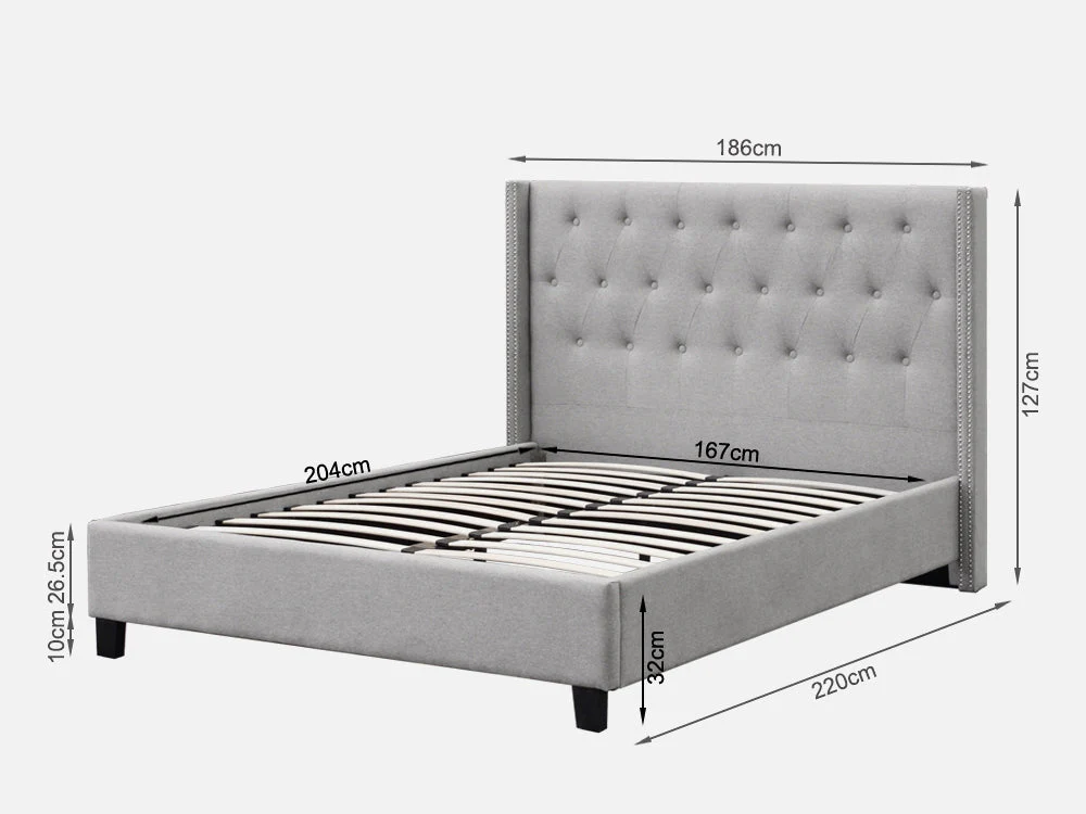 ELBRUS Fabric Slat Bed with Headboard - KING - Image 8