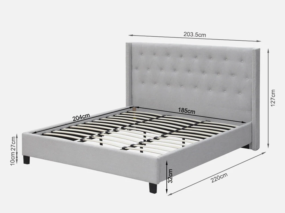 ELBRUS Fabric Slat Bed with Headboard - SUPER KING - Image 10