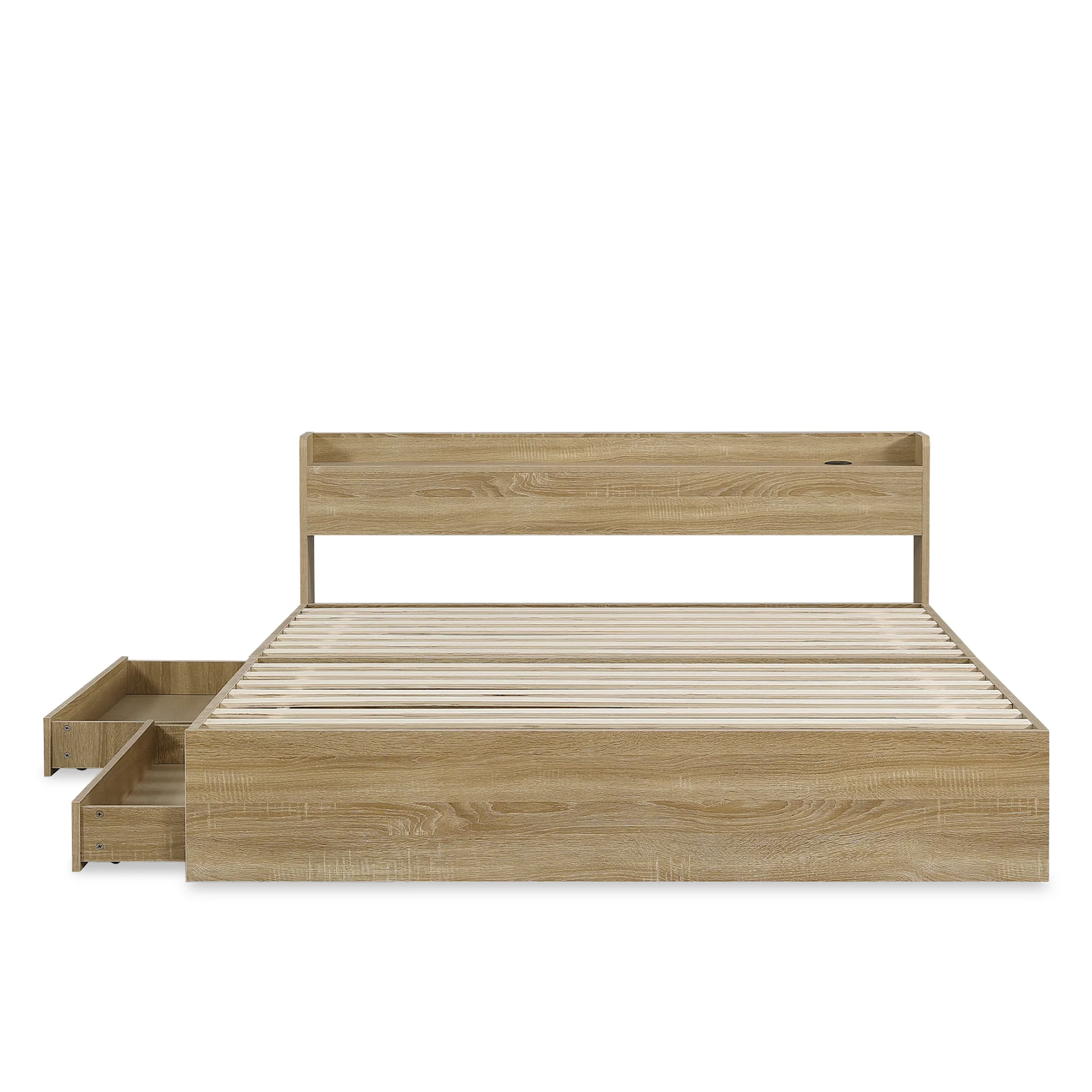 Elda Super King Bed Frame with USB Port & Drawers - Natural - Image 10