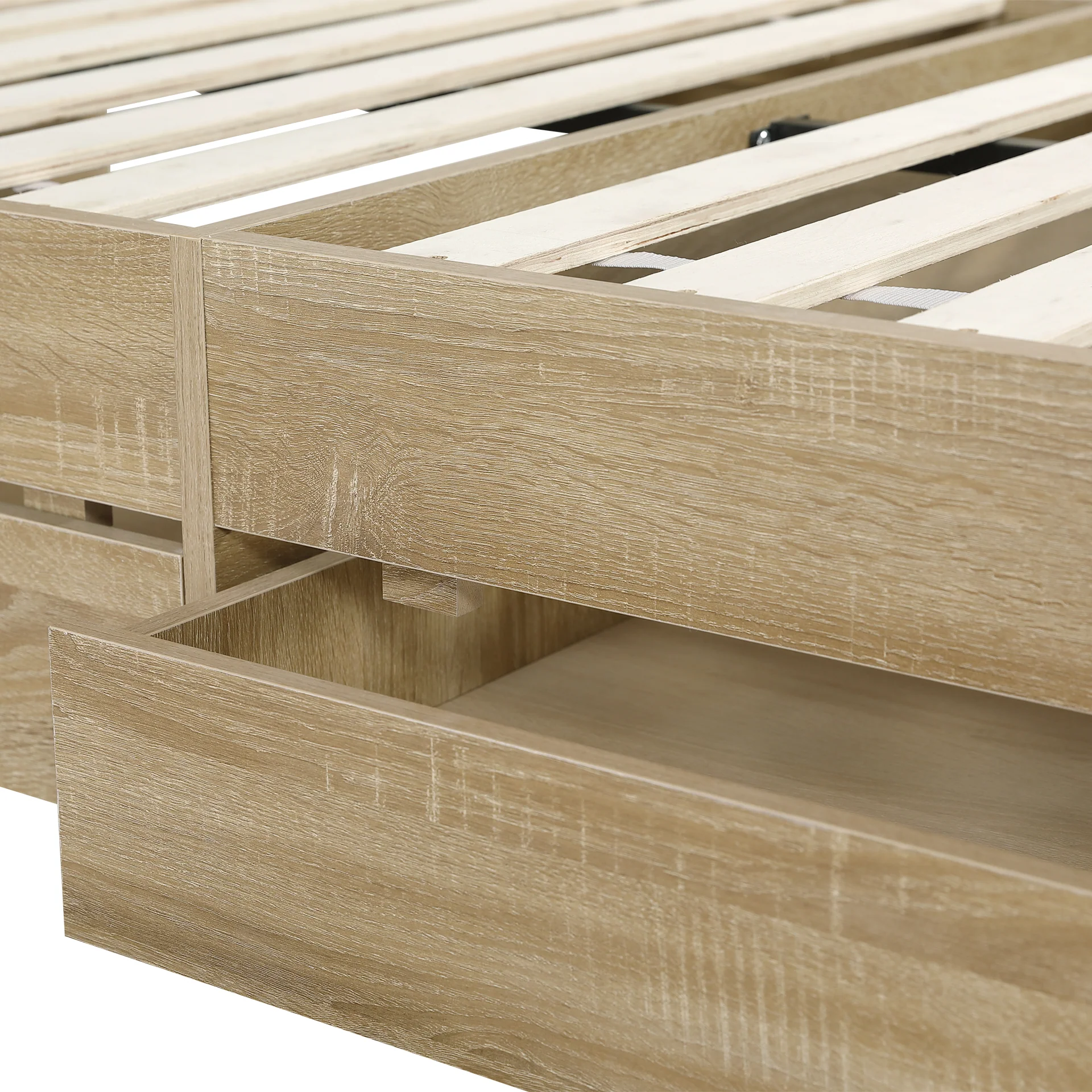 Elda Super King Bed Frame with USB Port & Drawers - Natural - Image 16