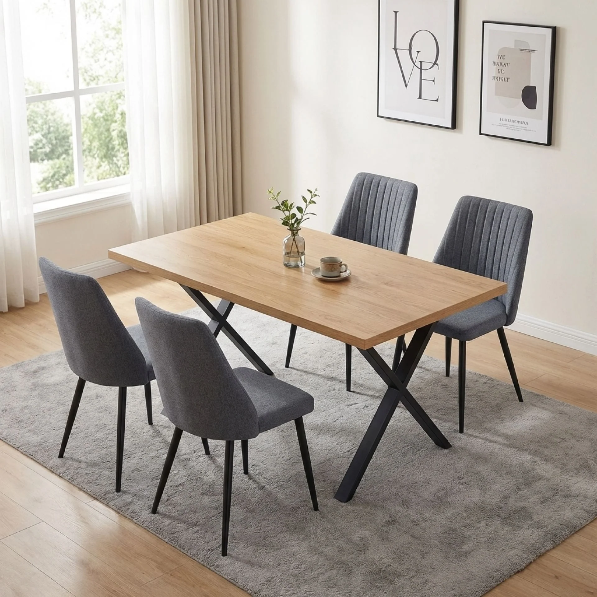 Eldon Linen Dining Chair - Set of 4 - Dark Grey - Image 5