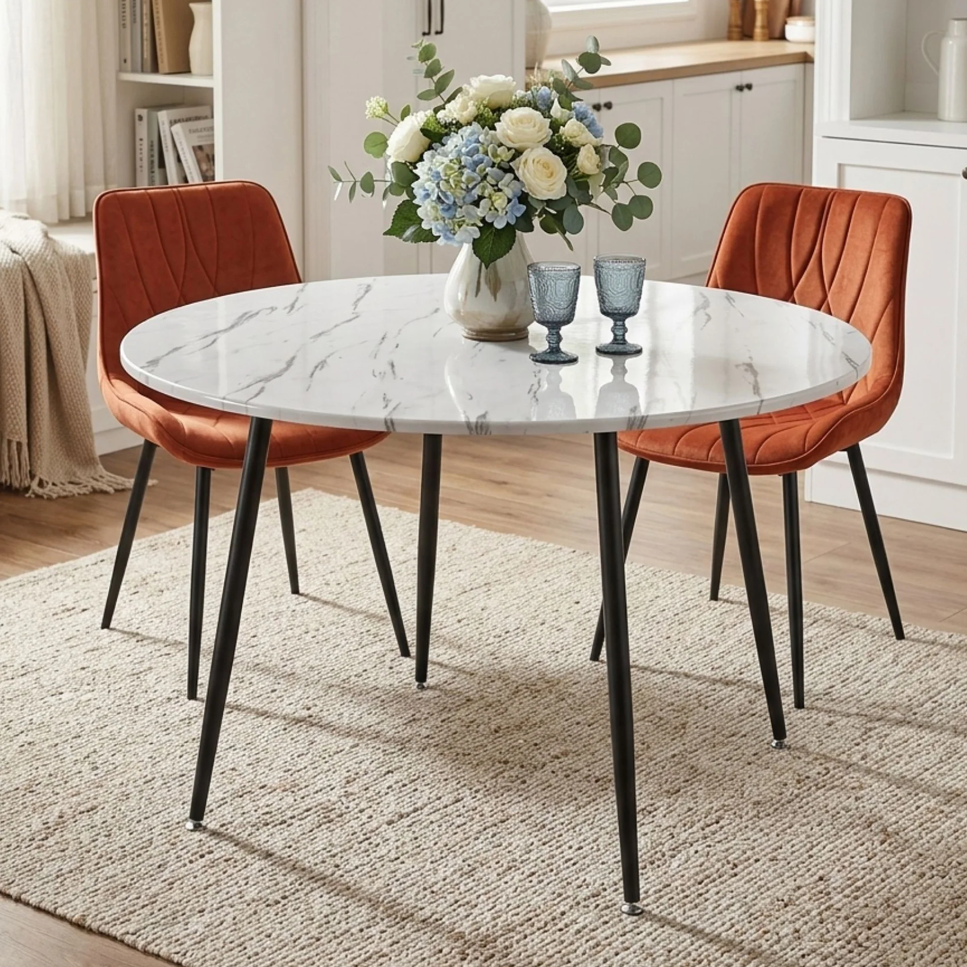 Elijah 120cm Round Dining Table - Marble
