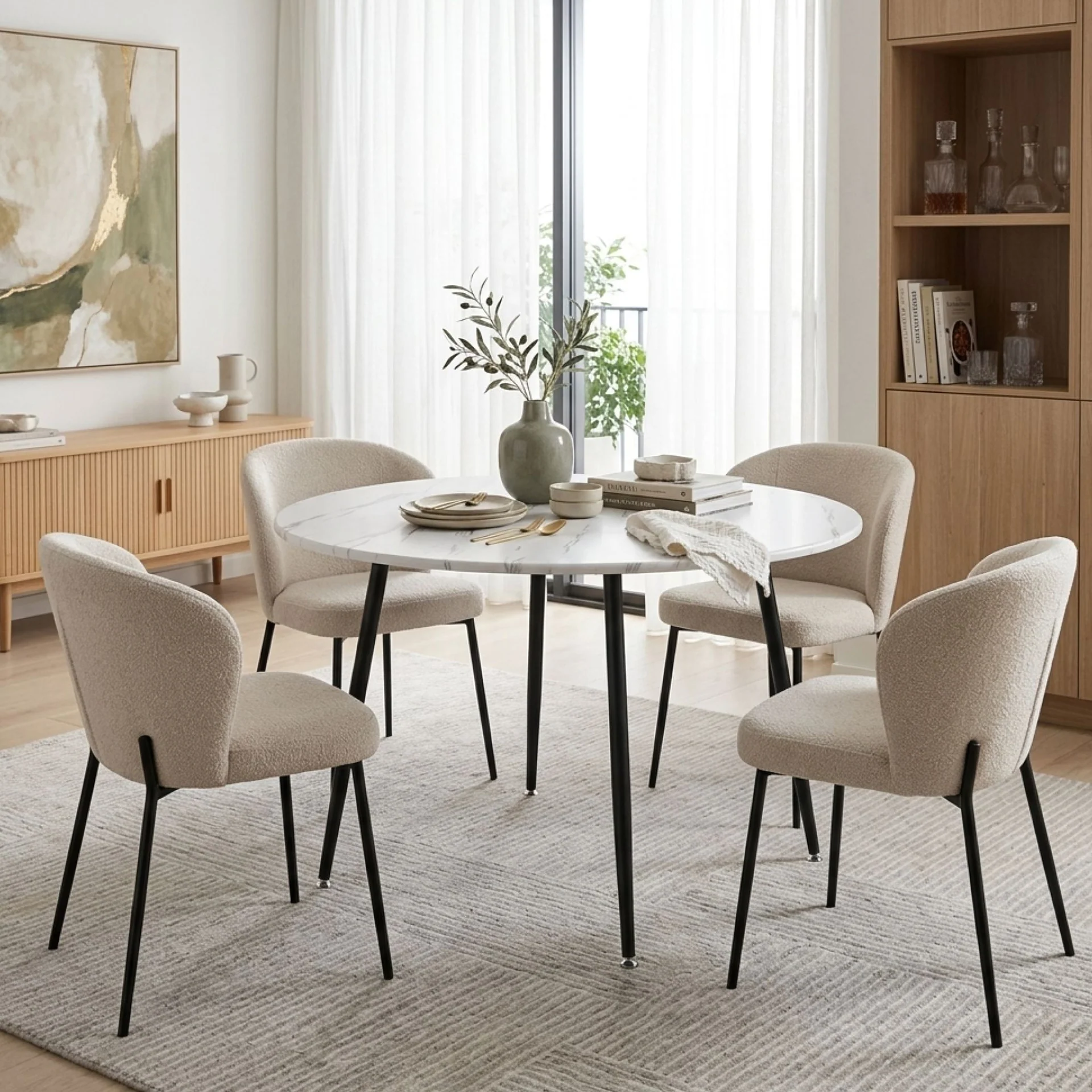 Elijah 120cm Round Dining Table - Marble - Image 10