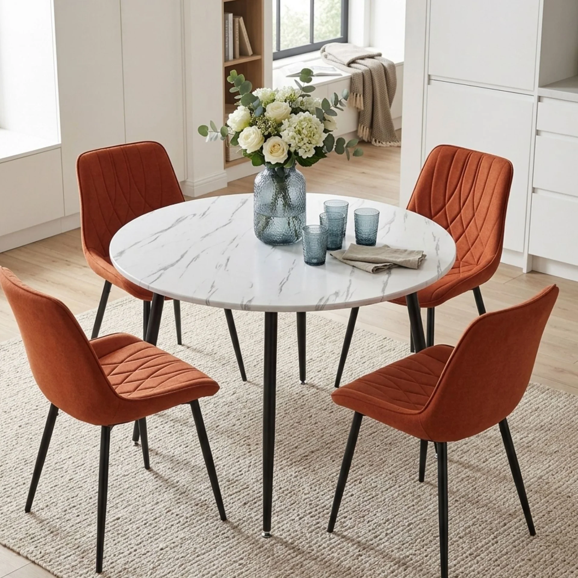 Elijah 120cm Round Dining Table - Marble - Image 11