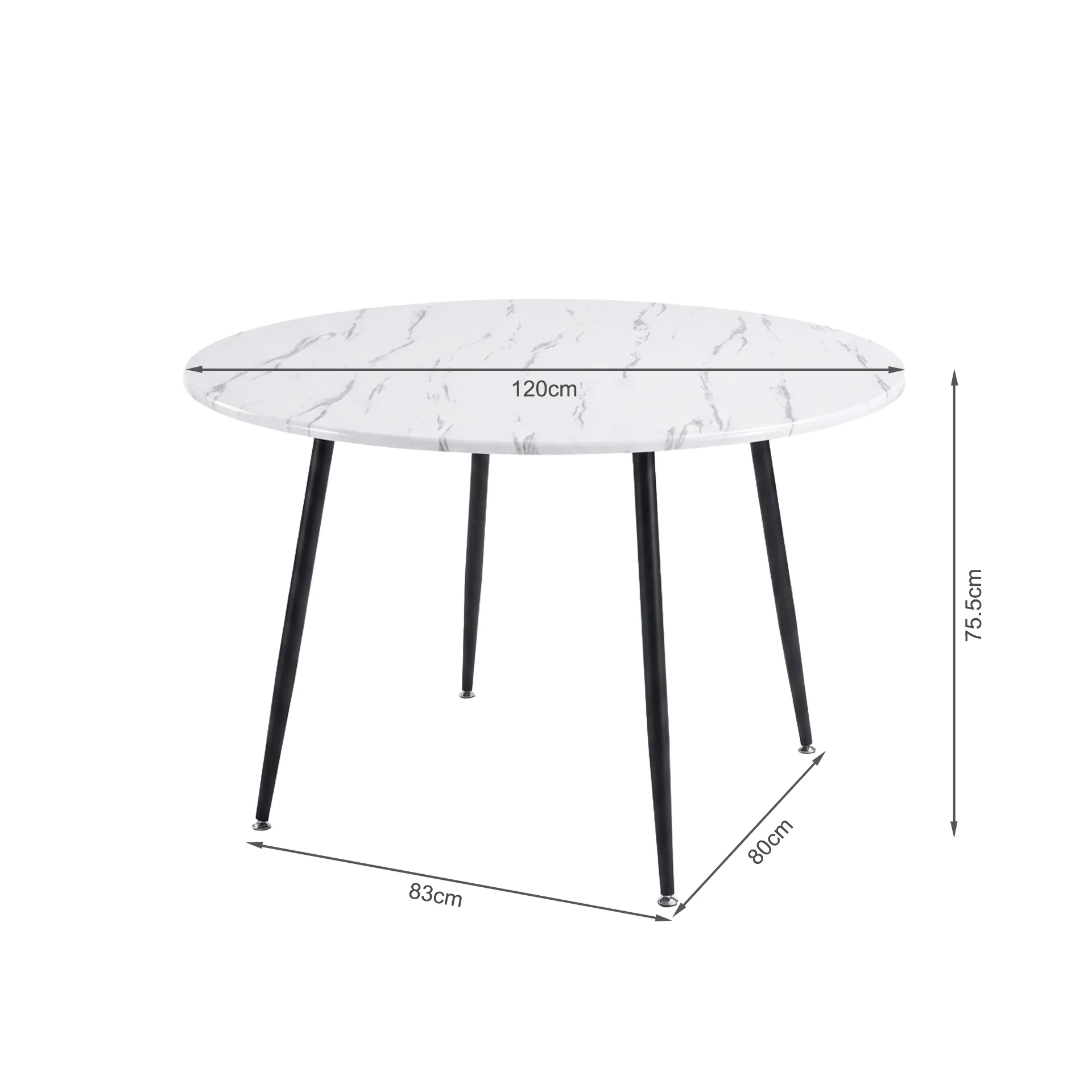 Elijah 120cm Round Dining Table - Marble - Image 15