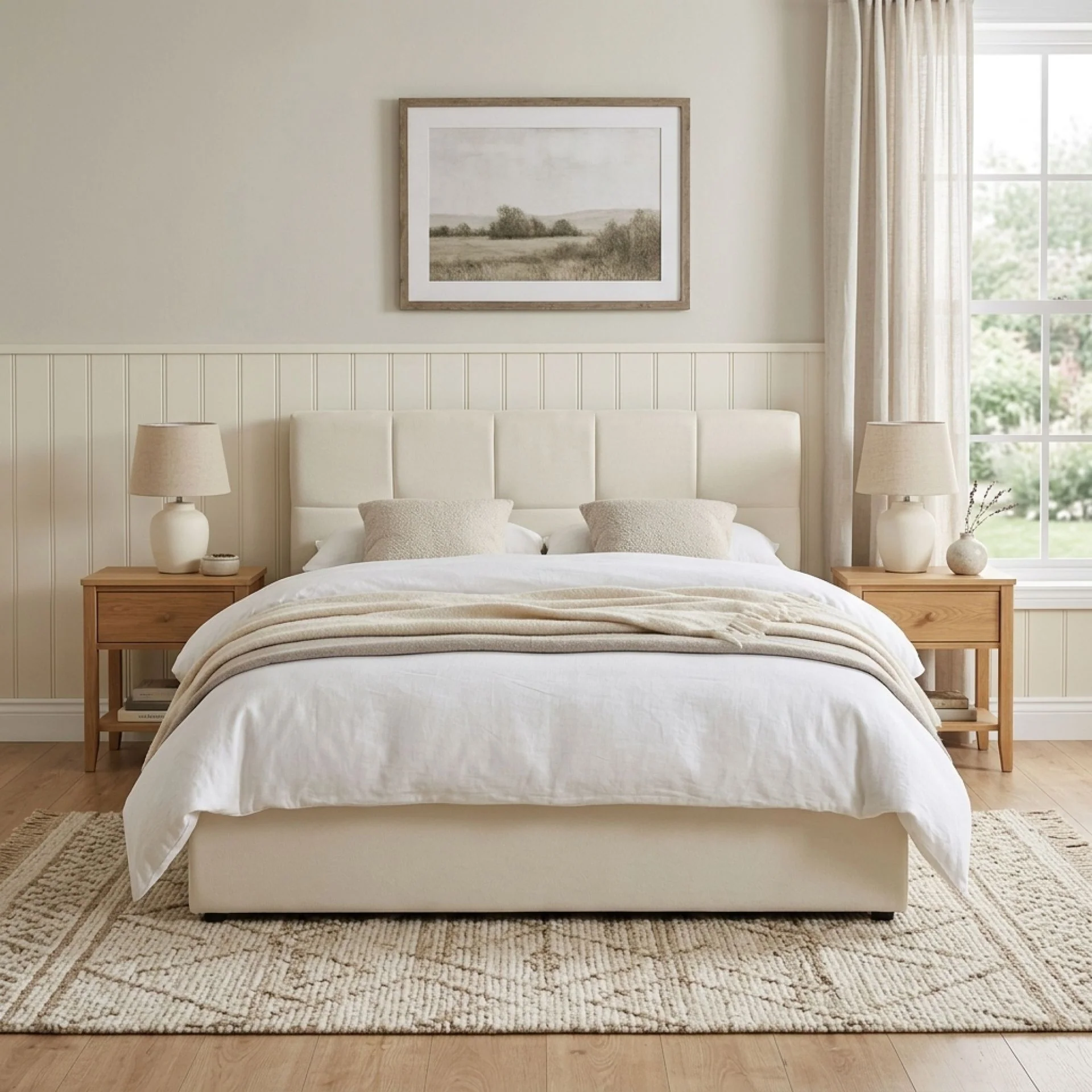 Elizabeth Double Gas Lift Bed Frame - Beige - Image 3