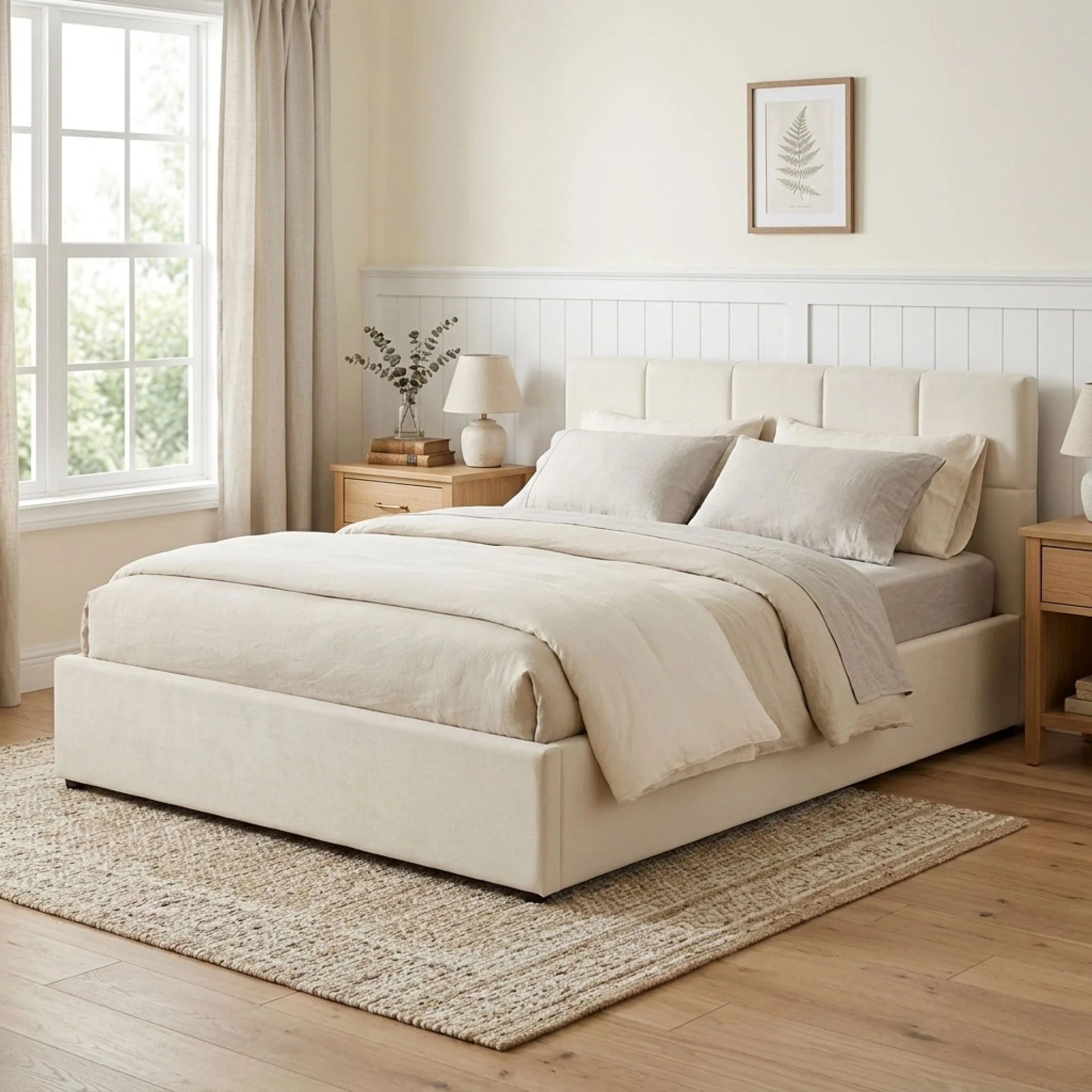 Elizabeth Double Gas Lift Bed Frame - Beige - Image 4