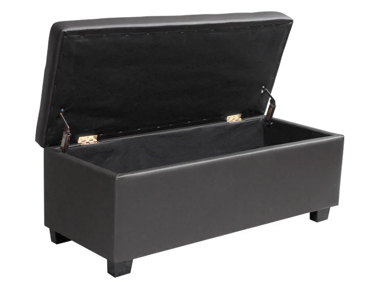 ELLIE Ottoman Footstool Storage Box - BLACK - Image 2