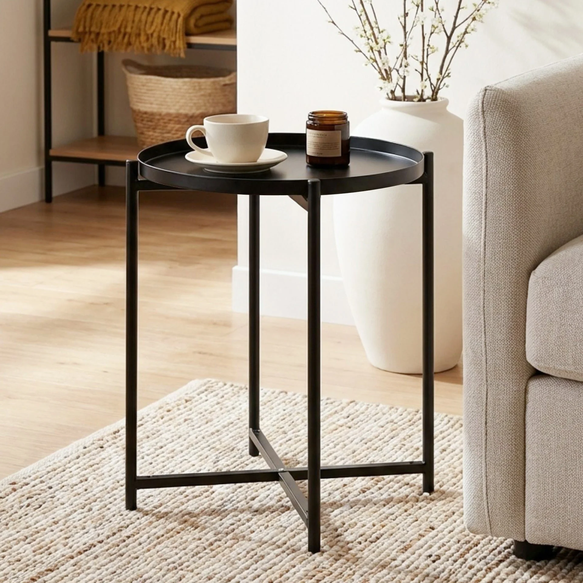 Ellison Round Side Table Coffee Table - Black - Image 2