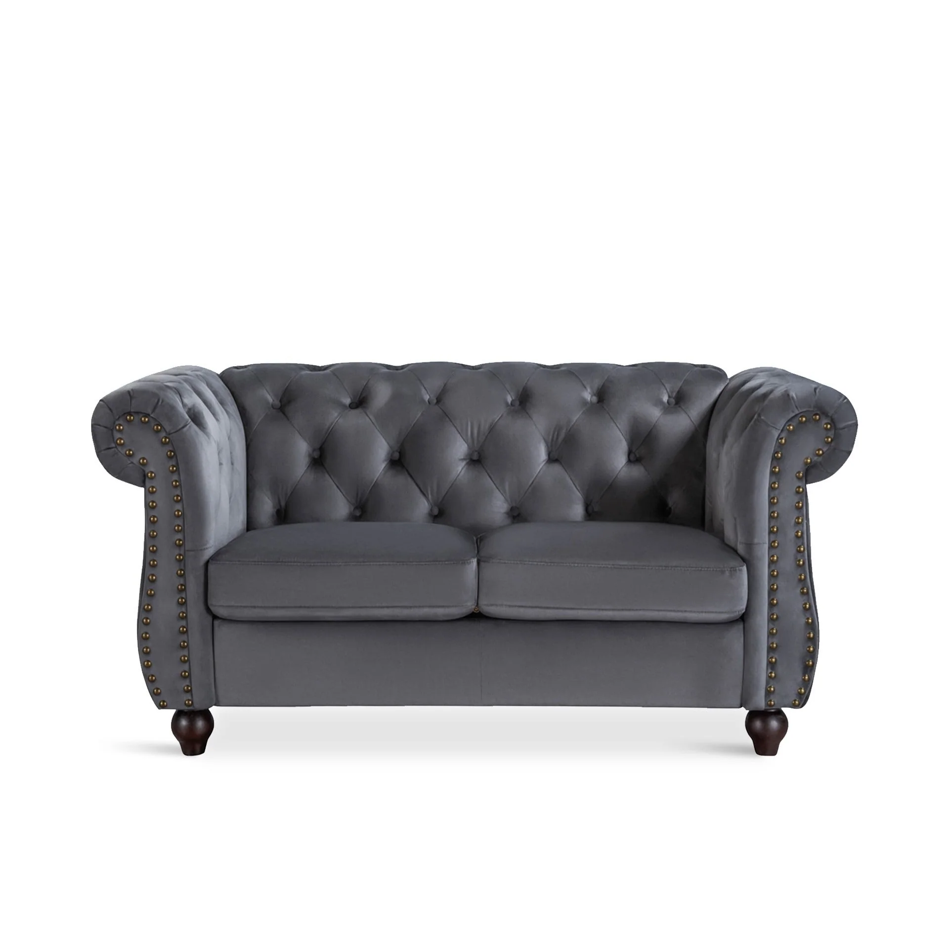 Emily Velvet 2 Seater Sofa - Grey - Image 8