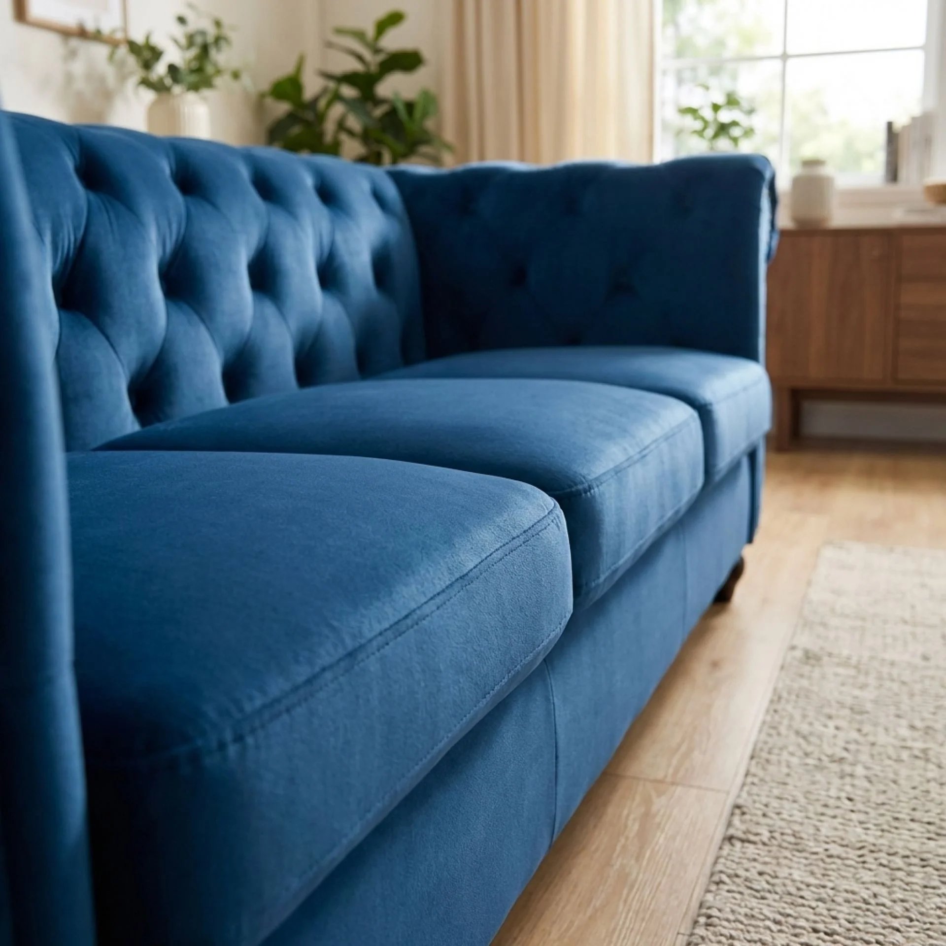 Emily Velvet 3 Seater Sofa - Dark Blue - Image 8