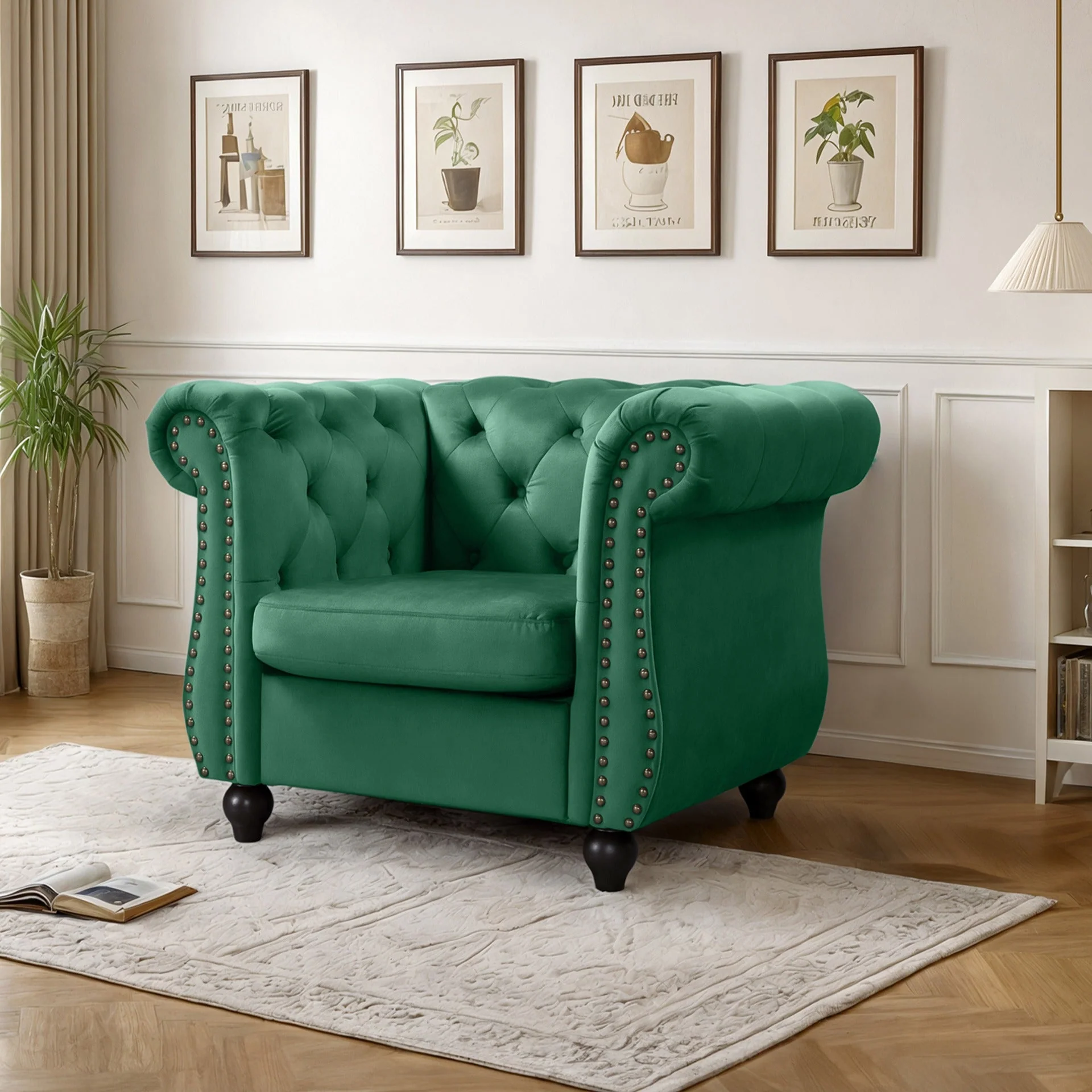 Emily Velvet Occasional Chair - Green - Image 3