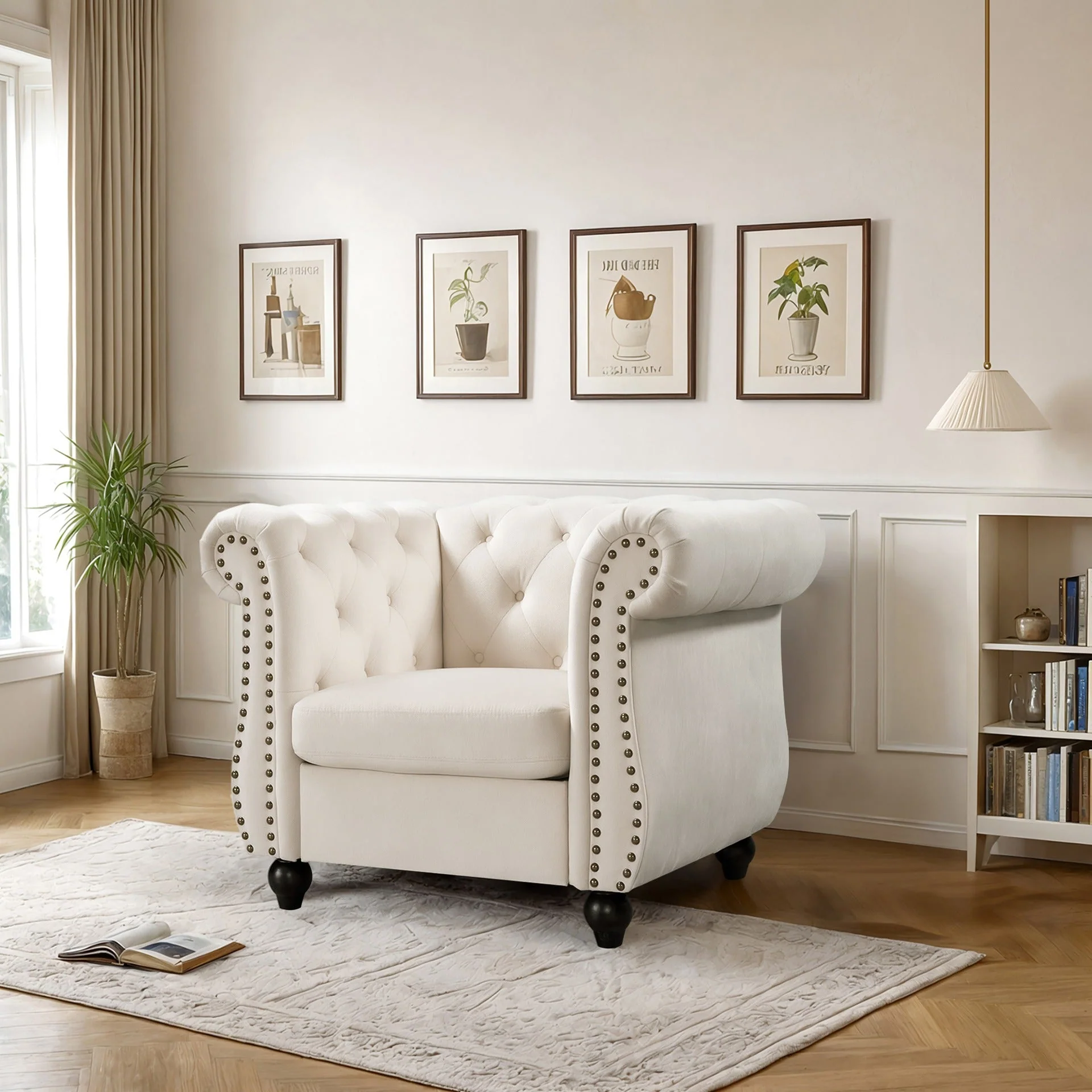 Emily Velvet Occasional Chair - Ivory - Image 3