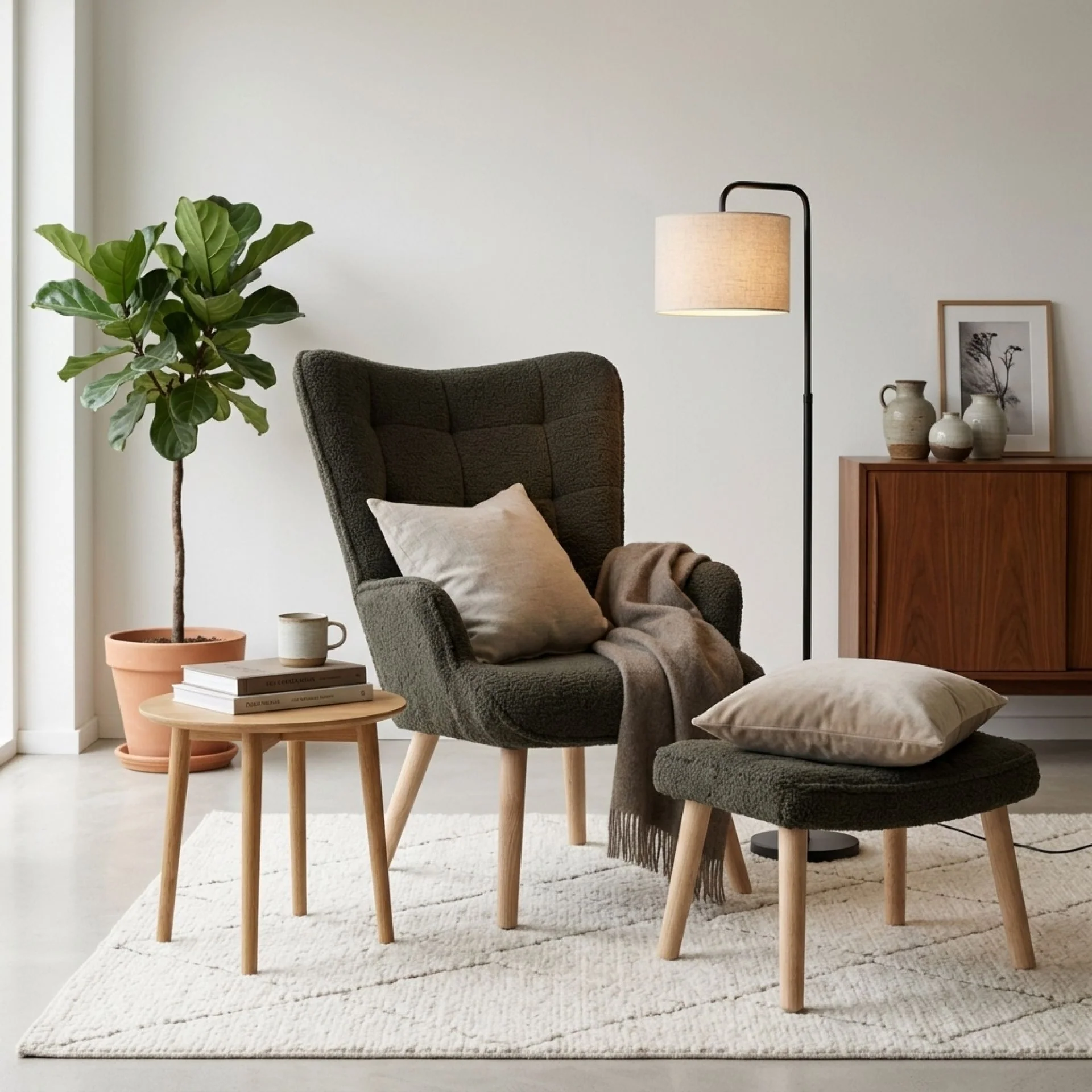 Emma Armchair with Ottoman - Dark Green - Image 5