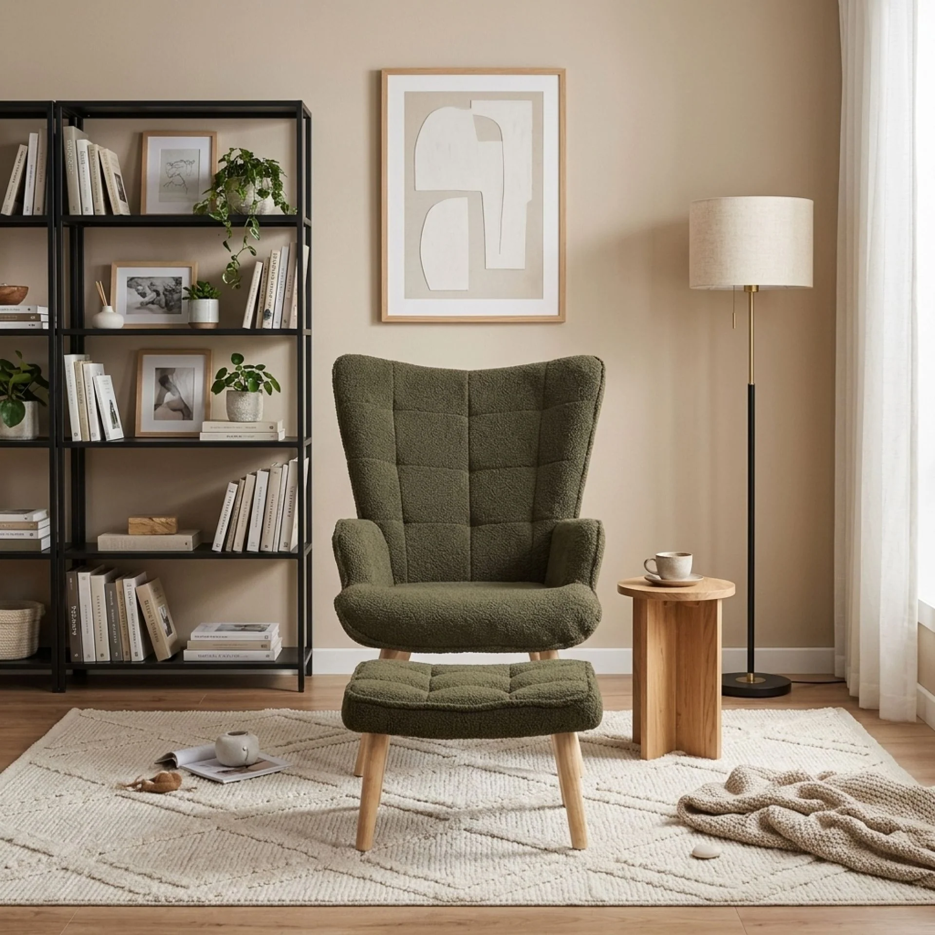 Emma Armchair with Ottoman - Dark Green - Image 6