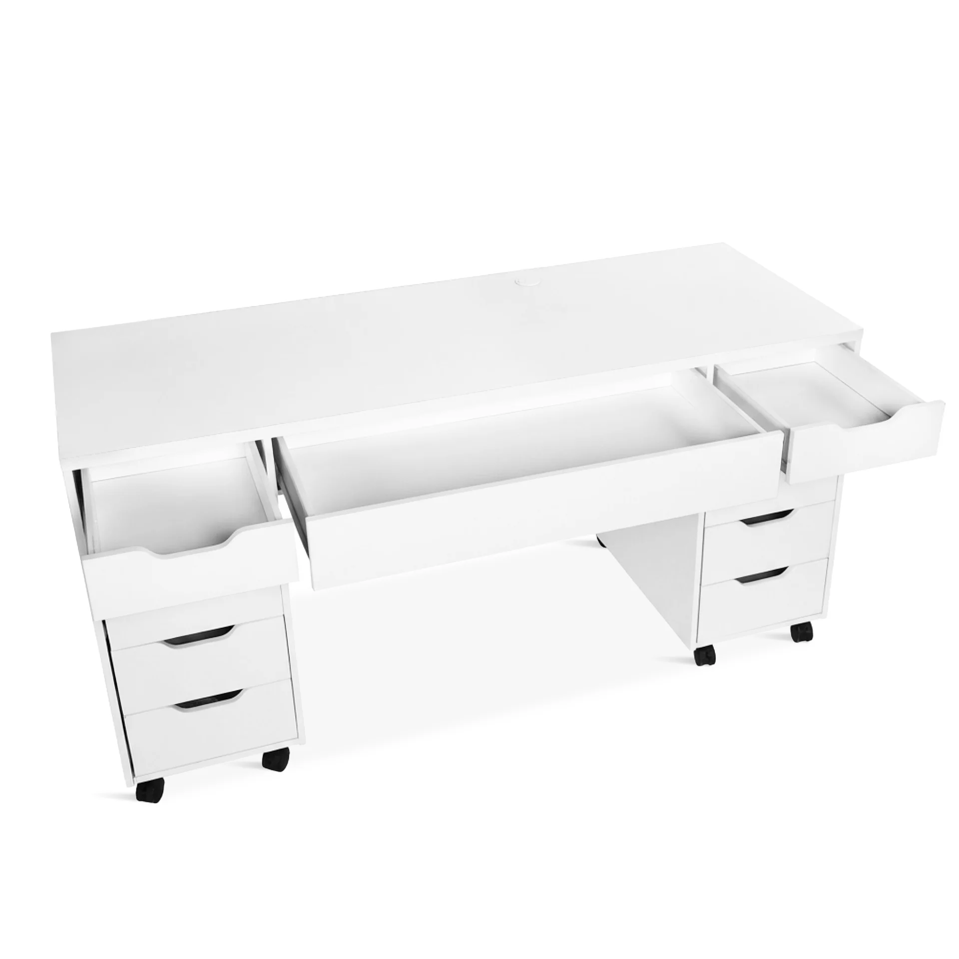 Ennova Rolling Computer Desk with Drawers - White - Image 12